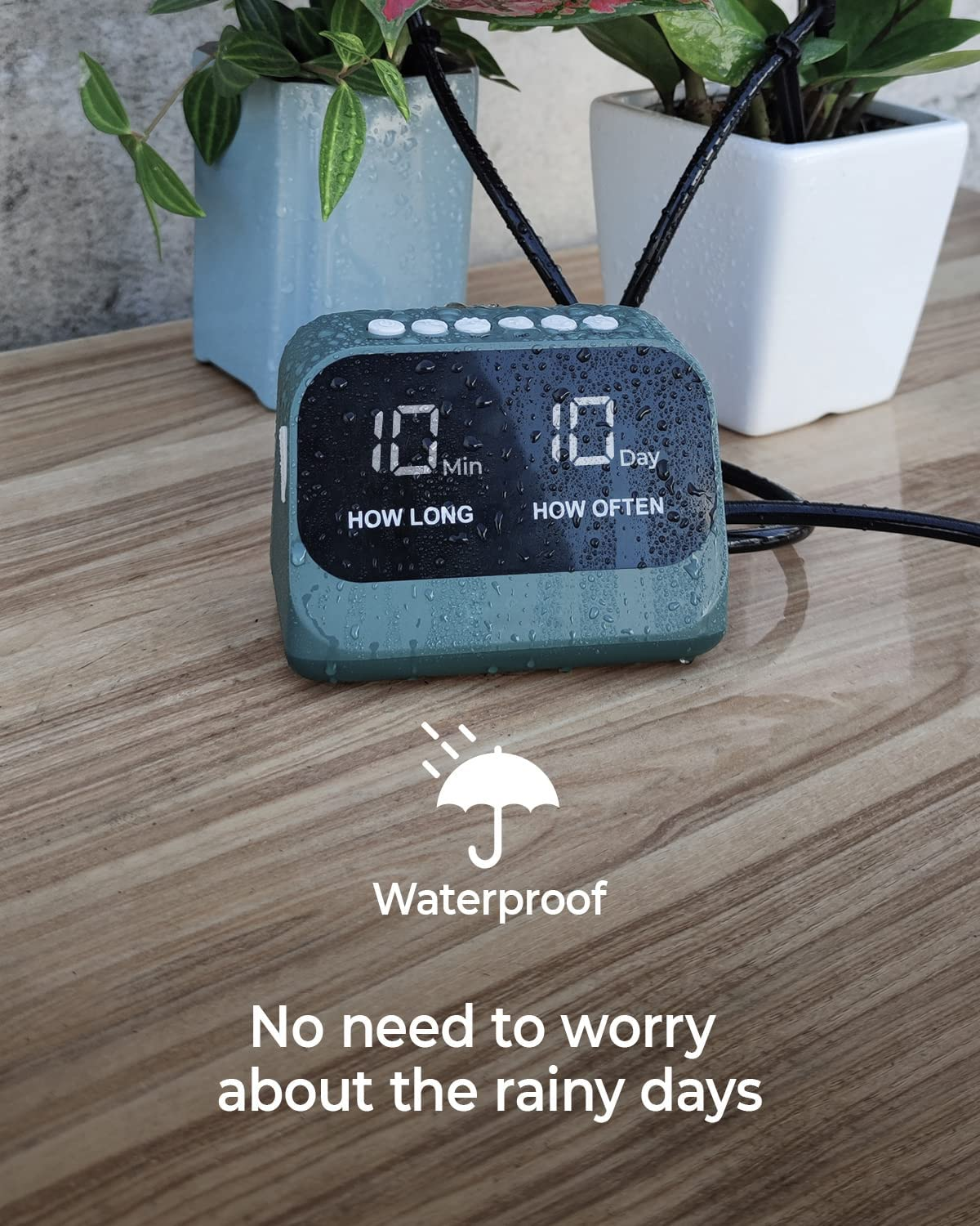 Upgraded Automatic Drip Irrigation Kit Watering System for Potted Plants, Houseplants Greenhouse Watering Equipment with DIY Programmable Timer, USB LED Display & Large Capacity Battery (Green) - Blue image number 4