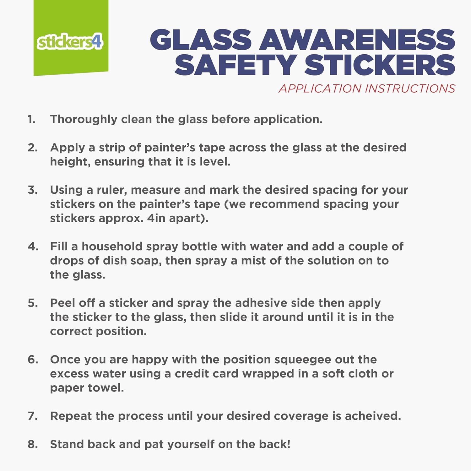 60 X Etched Glass Safety Windows Stickers - 50Mm Square Glass Awareness Decals for Patio Doors, Panels, Doors, Balconies, Shower Doors and Partitions image number 5