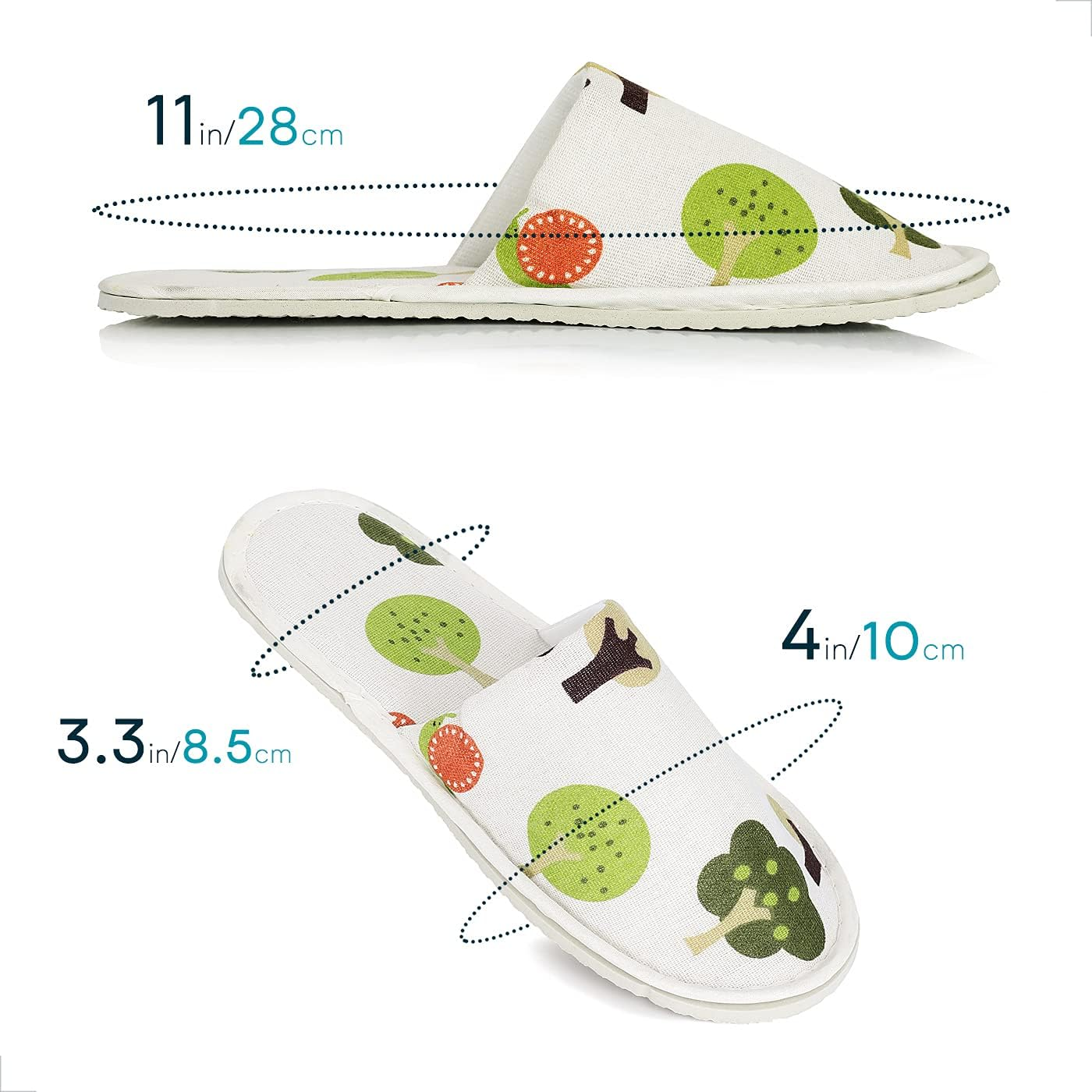 6 Pairs Cute Disposable Slippers, Cotton Cloth Closed Toe Spa Slippers for Women and Men, Breathable Non-Slip Slippers for Hotel, Guests, Travel, Forest - Cats image number 2