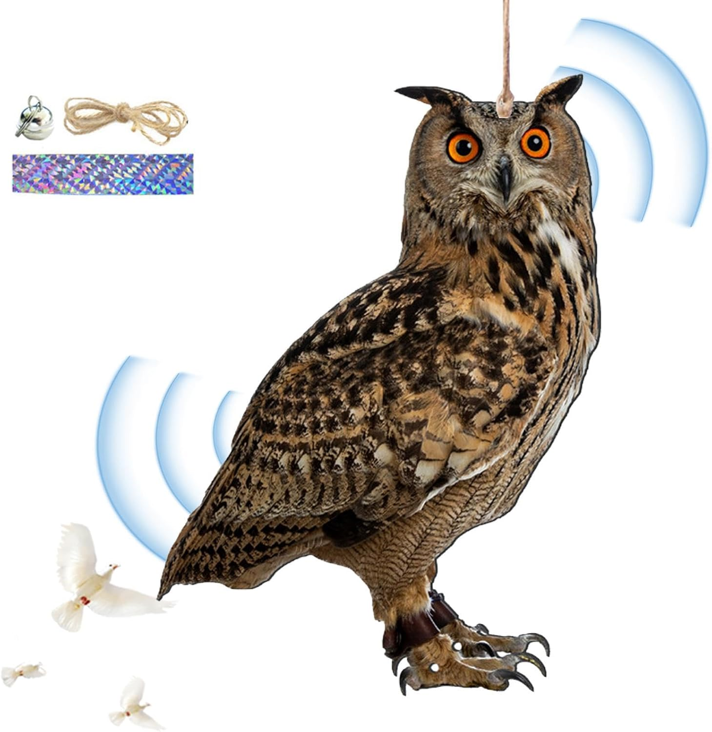 O-Wl Bird Scarers for Gardens, Owls to Keep Bi-Rds Away, Fake O-Wl Decoy with Bell, Bi-Rds Deterrents, Scarecrow for Roofs to Keep Bi-Rds Pigeon from Tree Yard image number 2