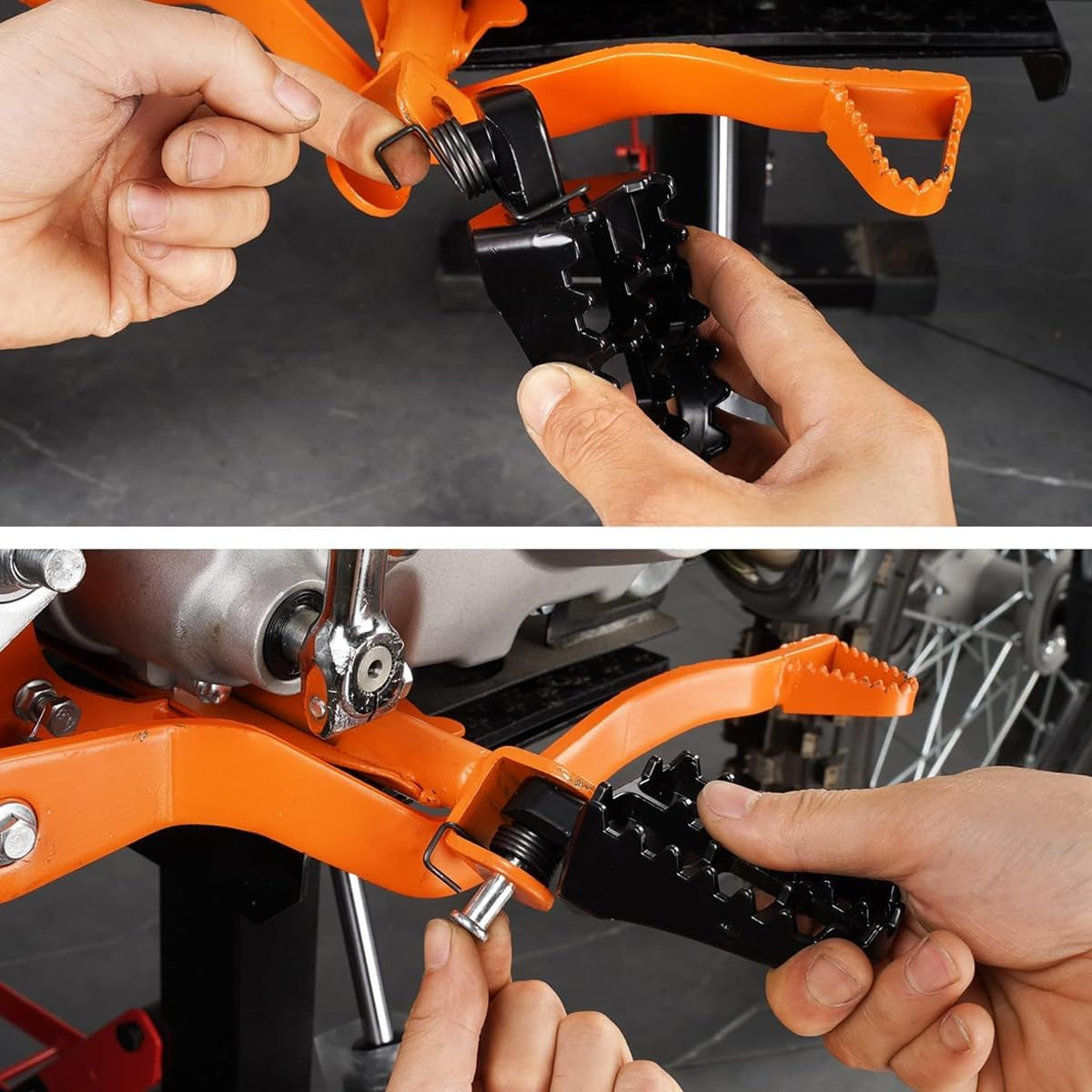 AIMALL Front Foot Pegs for Yamaha PW50 PW80 TW200 &ndash; 1 Pair Off-Road Vehicle Pedal Replacement with Mounting Screws and Spring Hooks, Anti-Slip Hollowed Design, Black image number 6