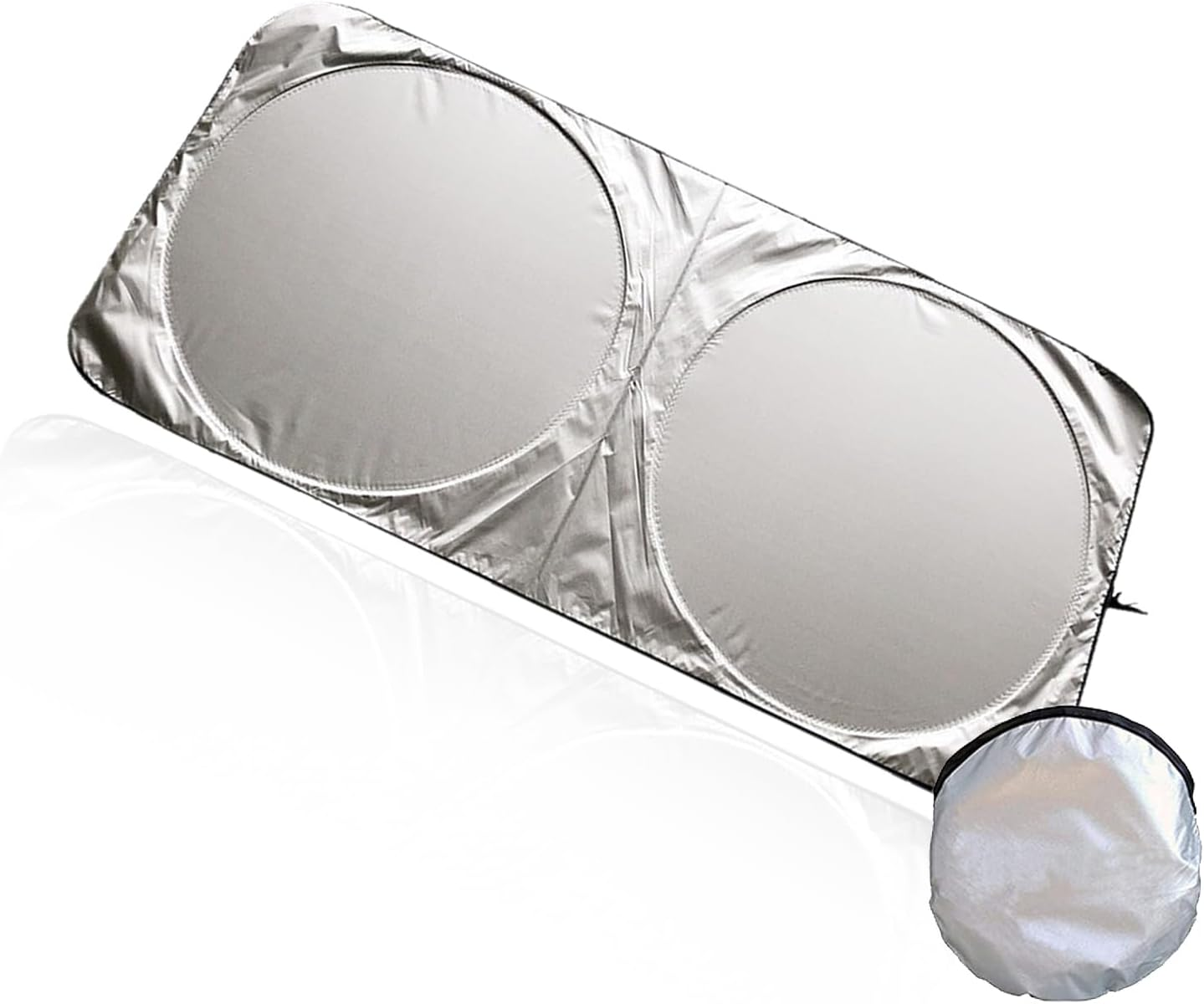 Foldable Car Windshield Sun Shade, 59 X 27.5 In, Silver - Block UV Rays, Protect Vehicle Interiors, Front Window Sun Shield with Storage Pouch image number 4