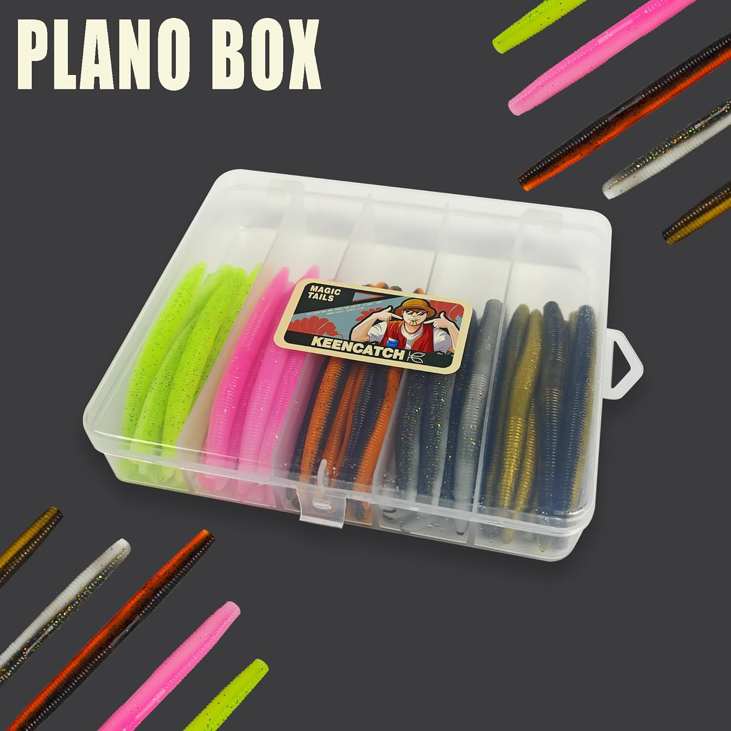 Senko Worms for Bass Fishing, 4.1'' Wacky Worms, Reaction Lure, 50PCS Soft Plastic Bait for Ned Rig, Fishing Lure Kit for Freshwater Bass image number 5