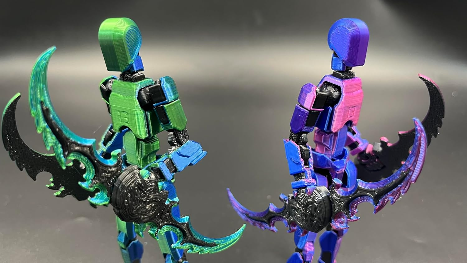 T13 Action Figure Set (Assembly Completed), 3D Printed Multi-Jointed Movable Titan 13 Lucky Dummy 13 Mobile Robot, Nova 13 Action Figures Desktop Decorations for Game Lovers Toy (Purple Blue image number 3