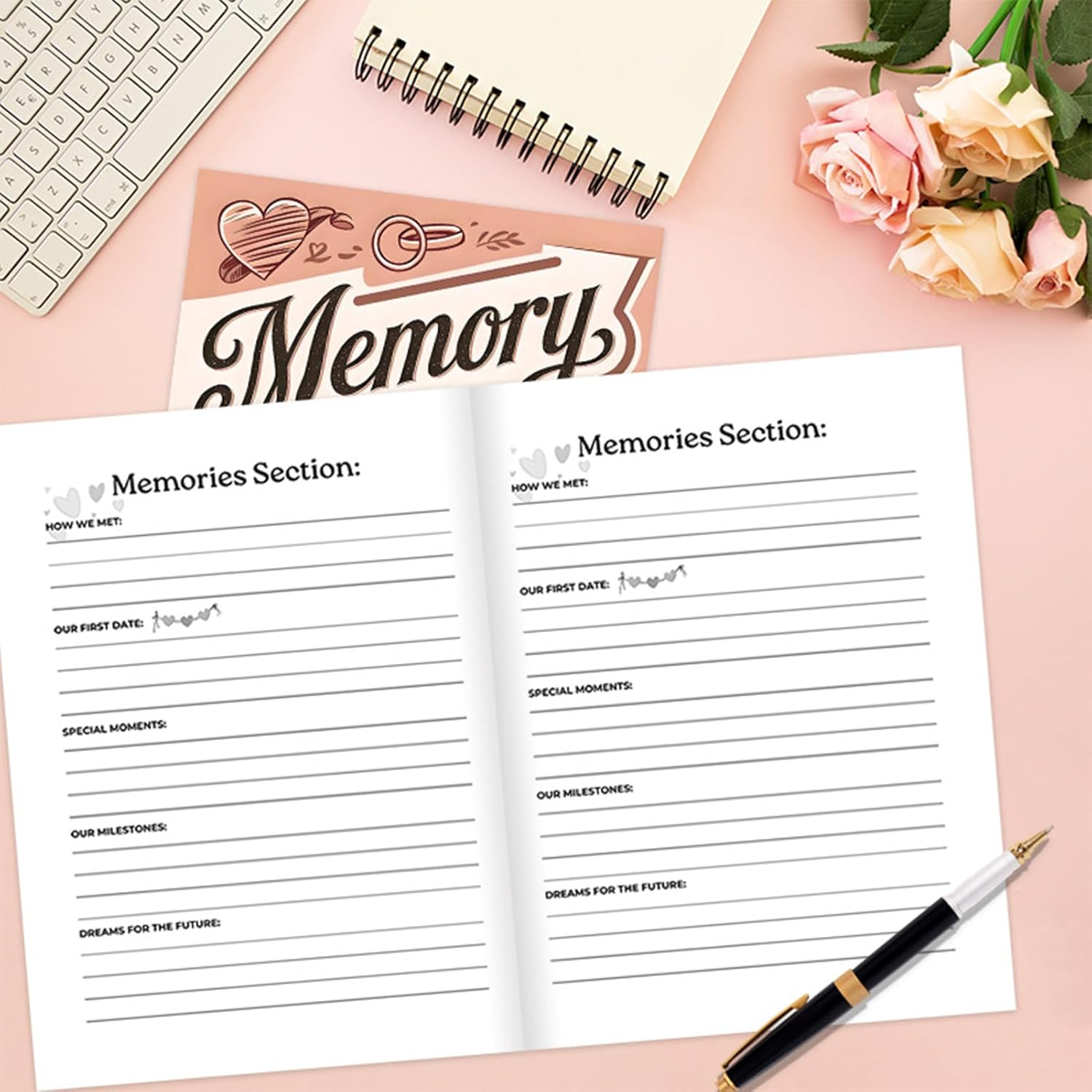 Memory Scrapbook - Photo Scrapbook - Adventure Notebook Meaningful Design 58 Pages for Travel Wedding Retirement Memory Keeping