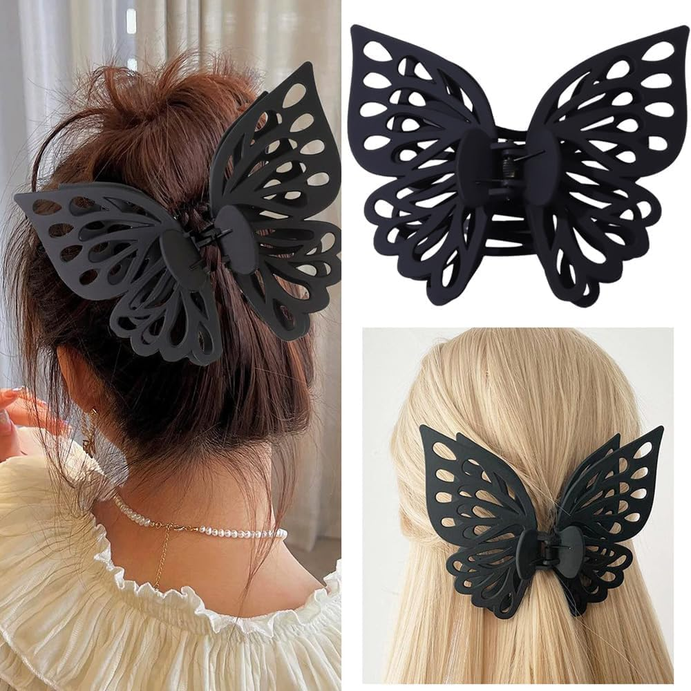 TOFBS Pack of 6 Hair Clips Non-Slip Butterfly Large Hair Clips with Strong Hold Matte Hair Clips Thick Long Curly Hair Fashionable Hair Accessories for Women and Girls image number 3