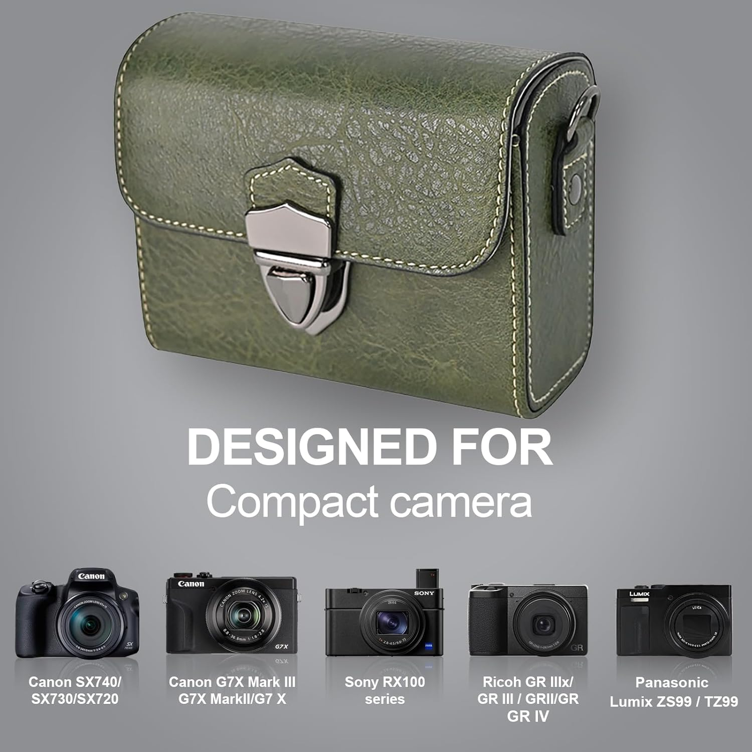 VOVMOEYA Camera Case for Canon Powershot Sx740/Sx730/Sx720,Retro PU Case for Canon G7X Mark III/G7X Markii/G7 X,Case for Sony RX100 Series,For Ricoh GR Iiix/Gr Iii/Grii/Gr,Three Carrying Methods, - Brown image number 5