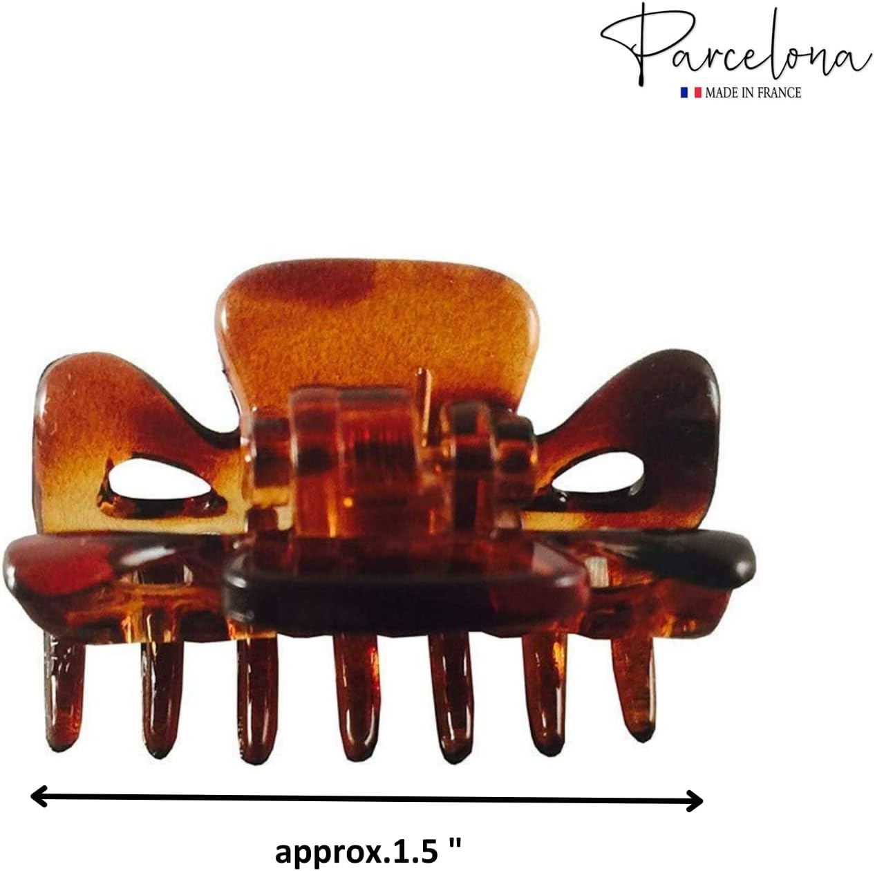 Parcelona French Classic Tortoise Shell Brown Very Small Approx 1 1/2 Inch Hair Claws with Covered Spring - 3 Pieces - Blush Pink image number 6