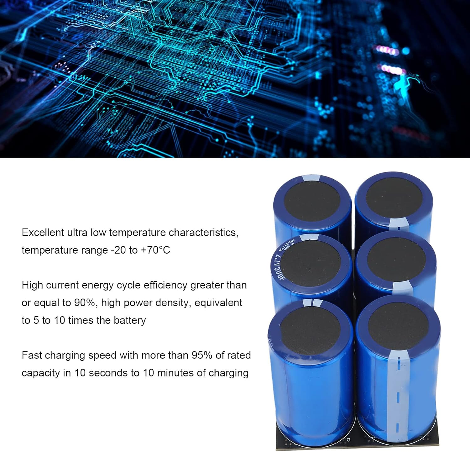 6Pcs PCB Capacitor Module, Automotive Rectifier Capacitor, 16V 83F & 2.7V 500F High Current Discharge image number 6