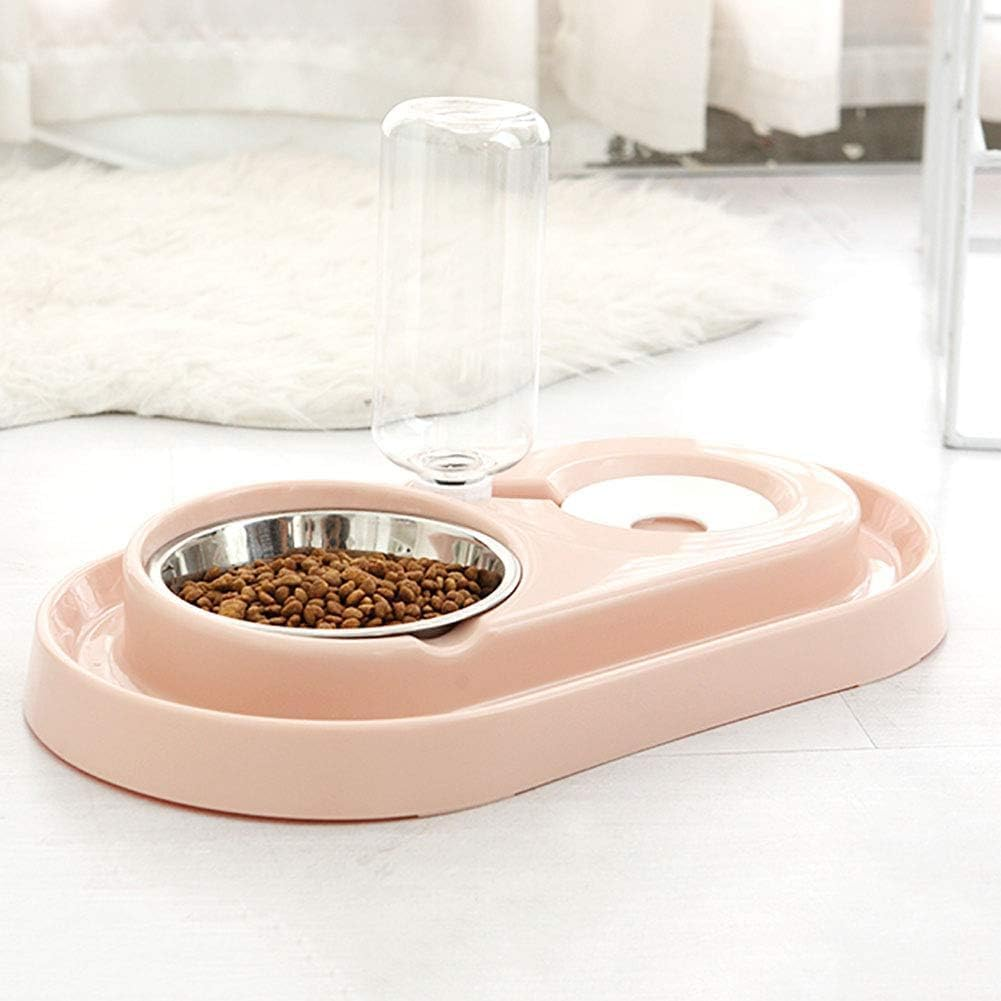 Double Dog Cat Bowls Water and Food Bowl Set，Stainless Steel Bowl Automatic Water Dispenser Bottle Pet Feeder for Small or Medium Size Dogs Cats Puppy Kitten Rabbit (Pink, One Size) image number 4