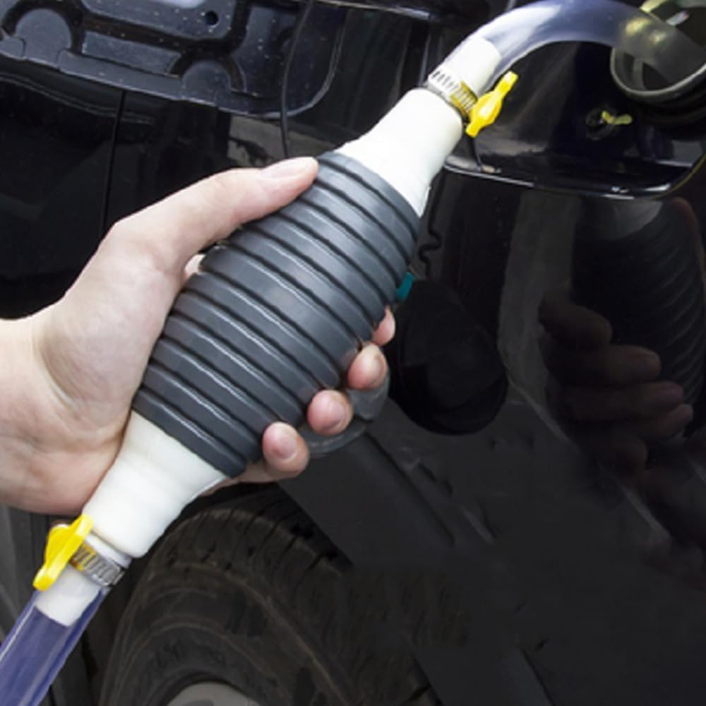 1PCS Manual Fuel Transfer Pump Portable Siphon Pump with 3M Syphon Hose，Multifunction Liquid Sucker Pump, for Gas Gasoline Oil Fuel Petrol Diesel Fluid Water Fish Tank Durable PVC Can Be Cut at Will image number 4