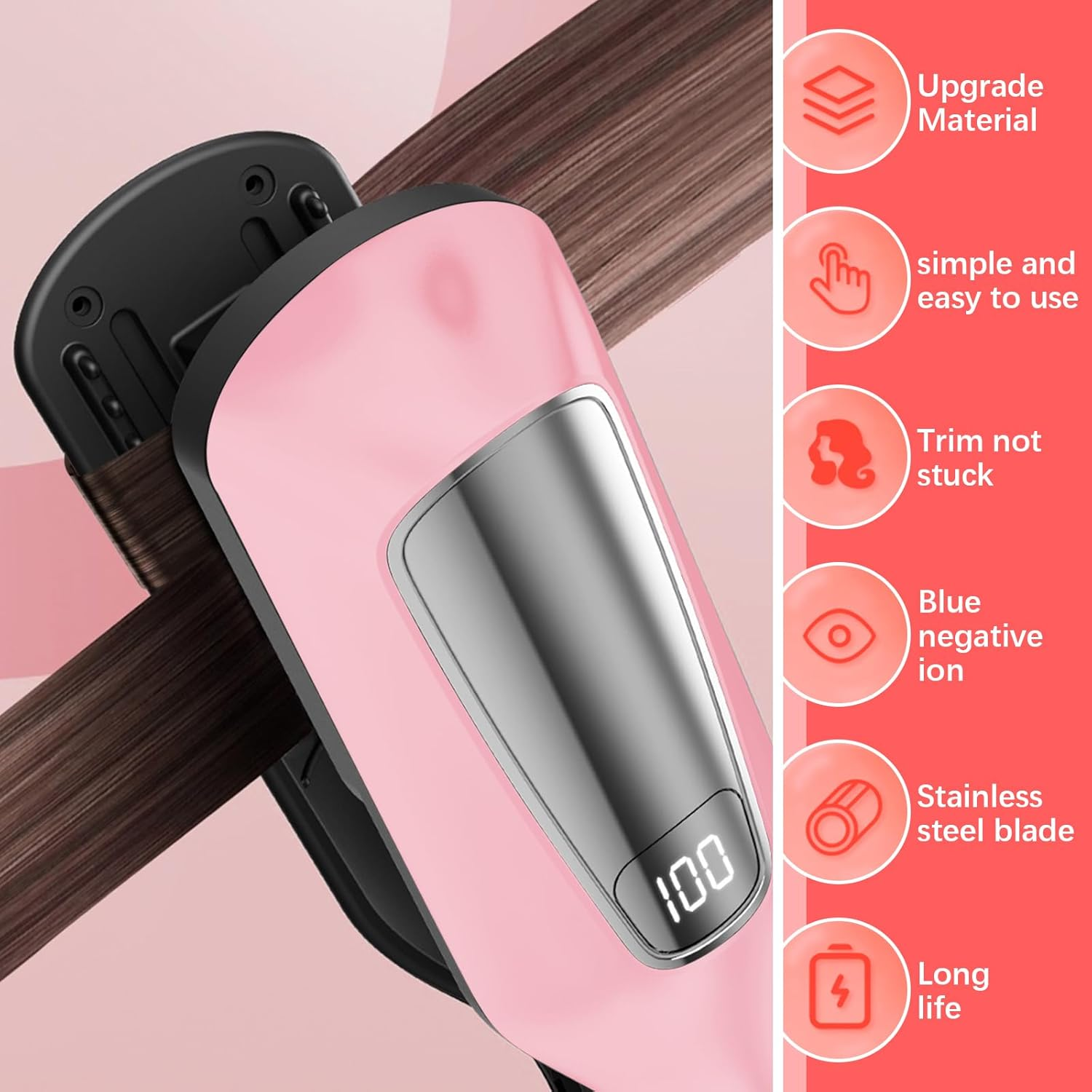 Split End Remover, Mini Cordless Hair Trimmer with Split Ends, Removes Split Ends and Broken Hair Ends Quickly and Effectively, with LED Indicator, Portable Wireless Split Ends Hair Trimmer Removes image number 1