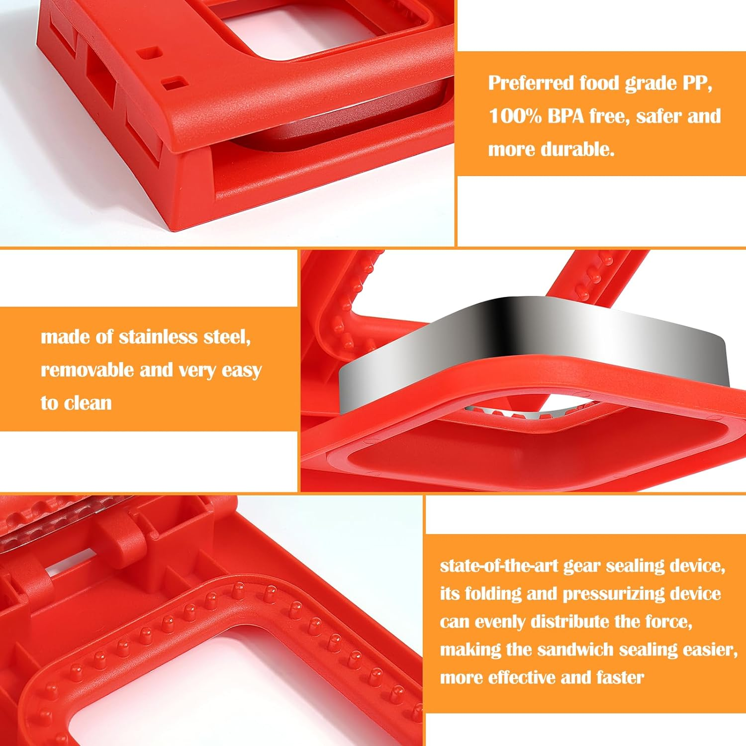 Sandwich Maker,2Pcs Sandwich Cutters for Kids Lunch,Crustless Breakfast Sandwich Cutter and Sealer Set Great for Children Boys Girls Lunchbox and Bento Box,Circle Square image number 2