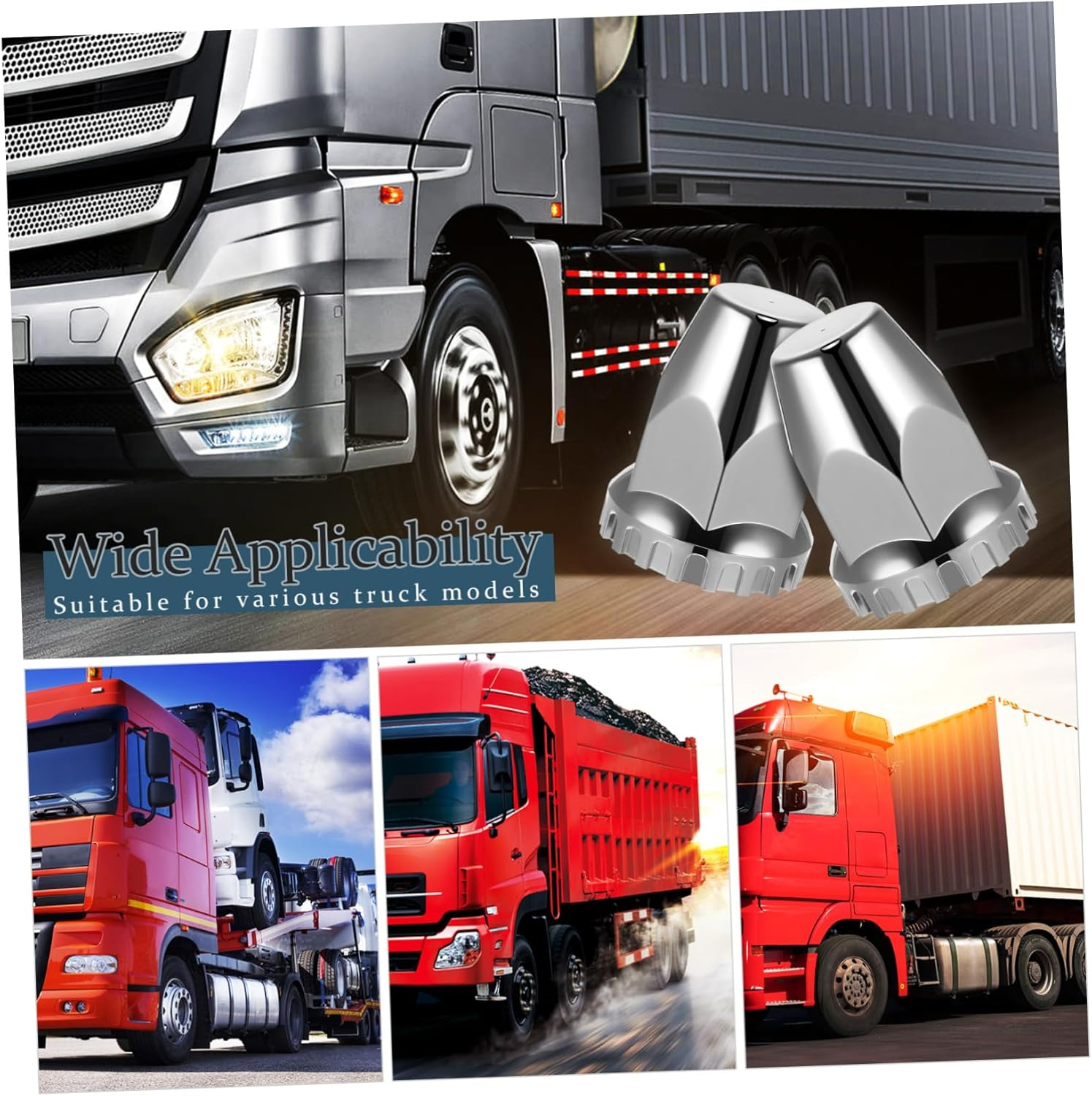 20Pcs Chrome Semi Truck Wheel Nut Covers Lug Nut Protectors for Trailer Car Accessories