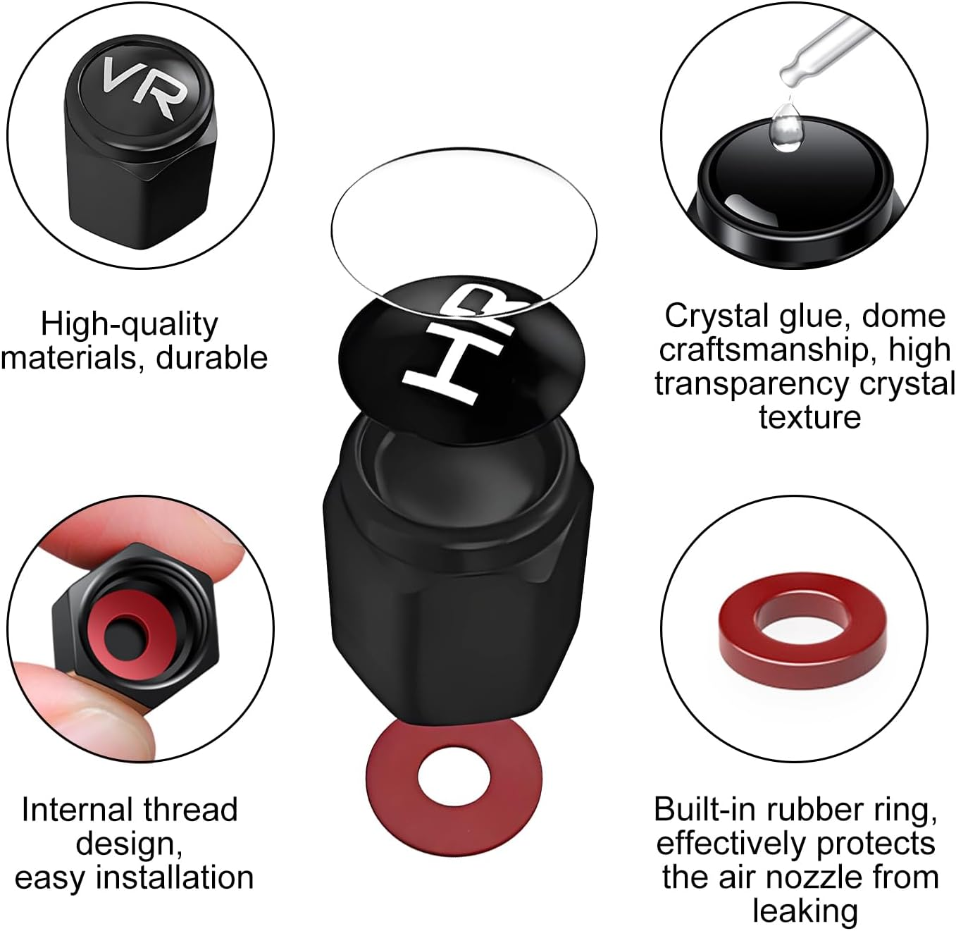 Pack of 20 Valve Caps with Labelling, Valve Caps for Car Tyres, with Seal, Suitable for Cars, Motorcycles, Bicycles image number 4