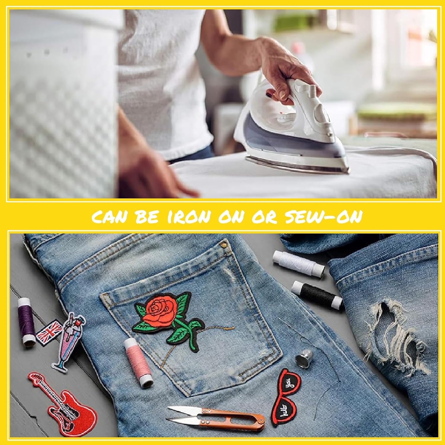 60Pcs Random Assorted Styles Embroidered Patches, Bright Vivid Colors, Sew On/Iron on Patch Applique for Clothes, Dress, Hat, Jeans, DIY Accessories image number 2