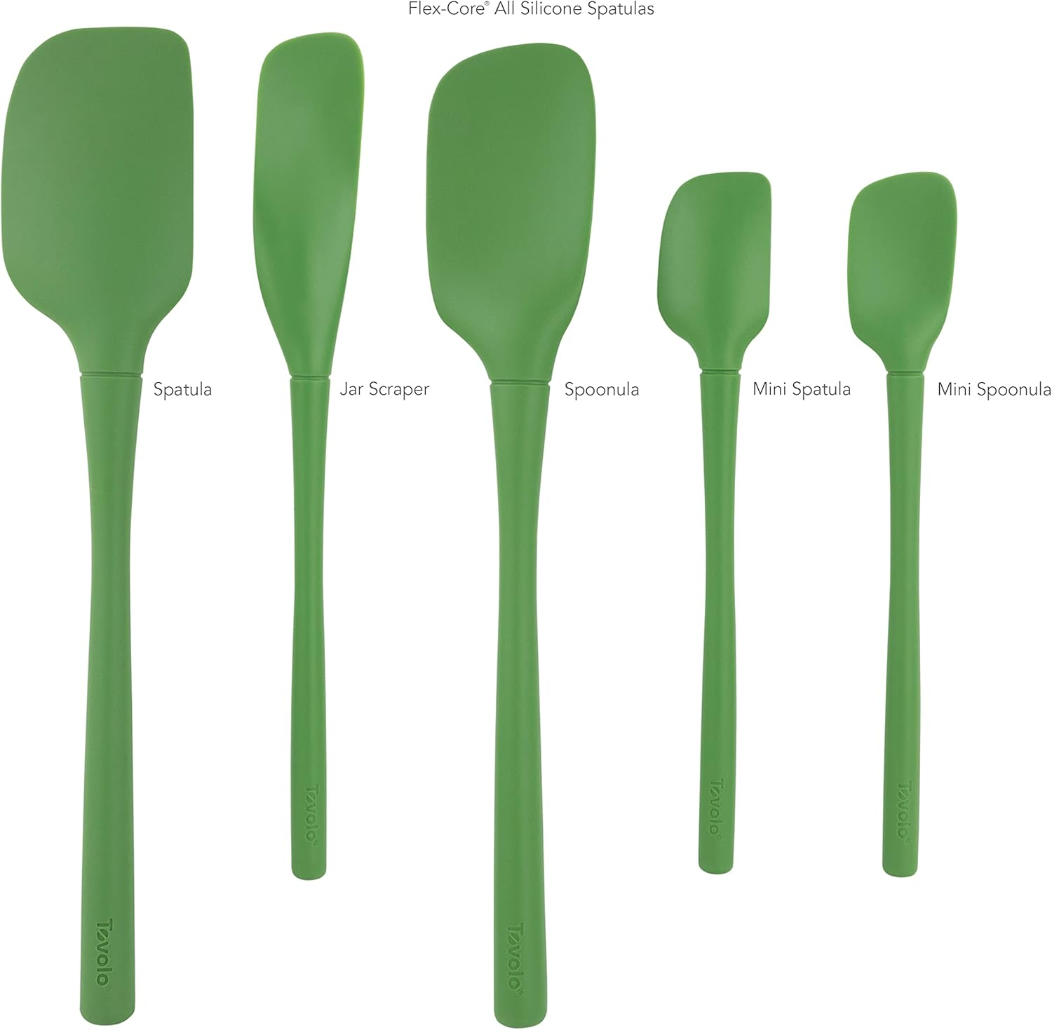 Tovolo Flex-Core&reg; All Silicone Spatula Set of 5 for Meal Prep, Cooking, Baking, and More - Pesto image number 2