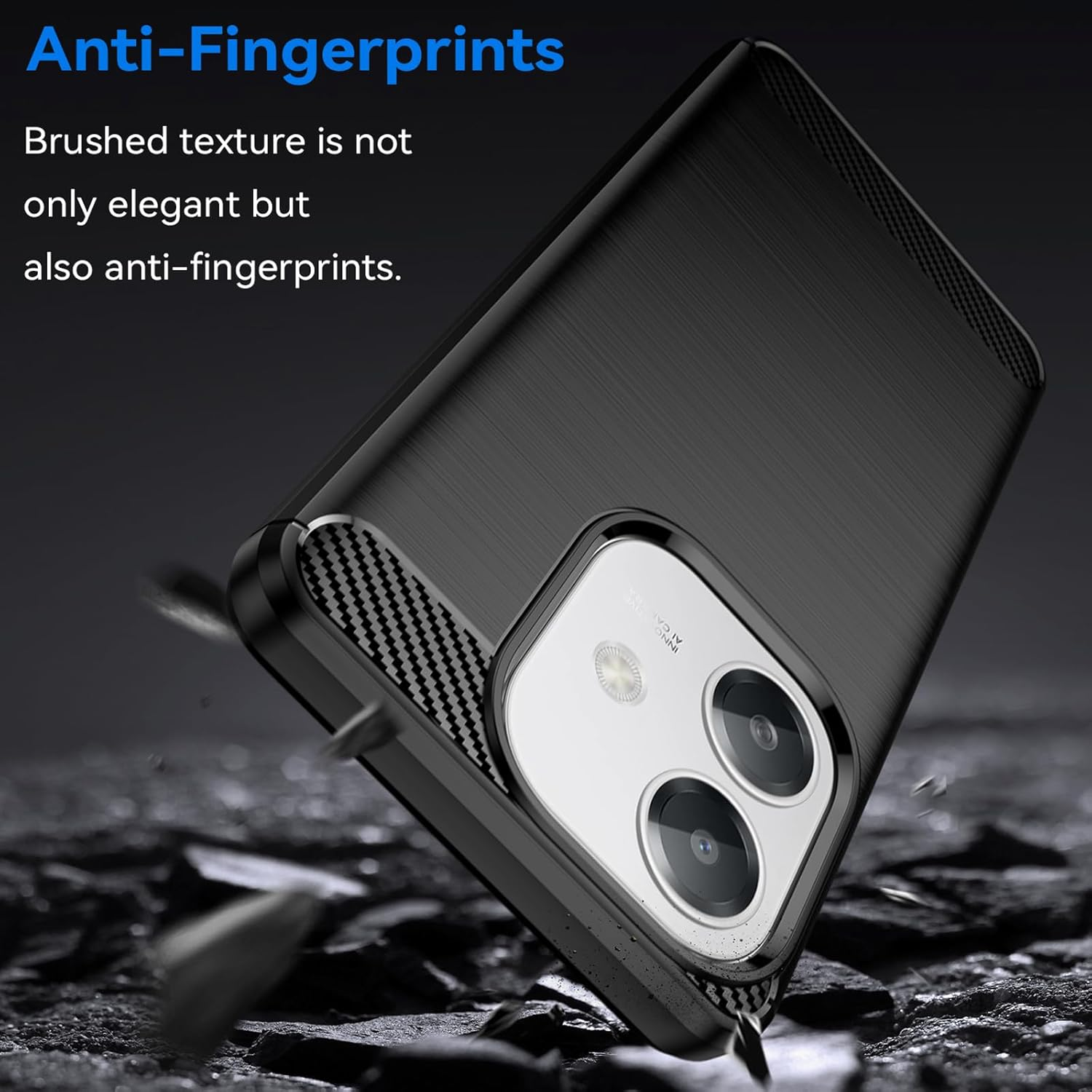 HEYUS Case for Oppo A60 5G /A40 /A40M /A3 /A3X 4G, Shock-Absorption Brushed Flexible Soft Carbon Fiber Protective Cover for Oppo A60 5G /A40 /A40M /A3 /A3X 4G- Black