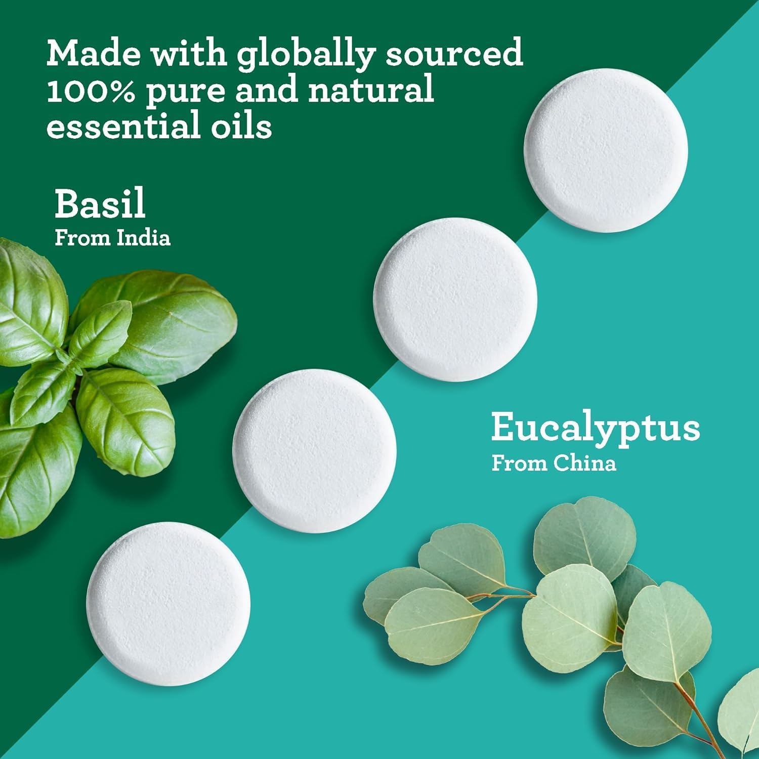 Gurunanda Breathe Shower Steamer Tablets (Pack of 10) - 100% Natural Eucalyptus Essential Oil Helps with Congestion and Basil Supports Stress Relief & Mental Clarity - Perfect for Home Spa & Self Care image number 1