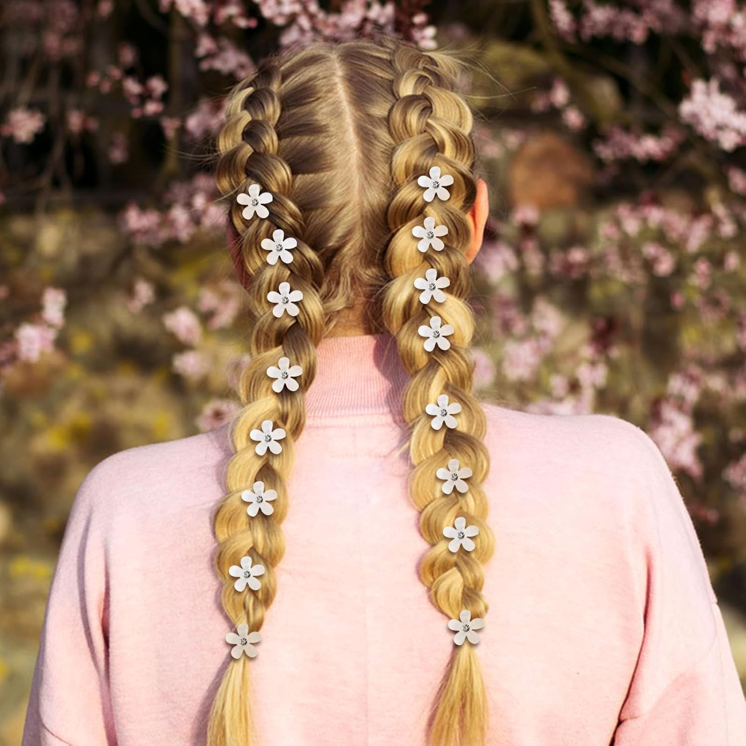 Pack of 20 Flower Hair Clips Small Hair Accessories Oktoberfest Women'S Hair Clip Flower White Mini Decorative Hair Clips Oktoberfest Hair Clips Flowers for Women Girls Birthday Party Wedding Party image number 2