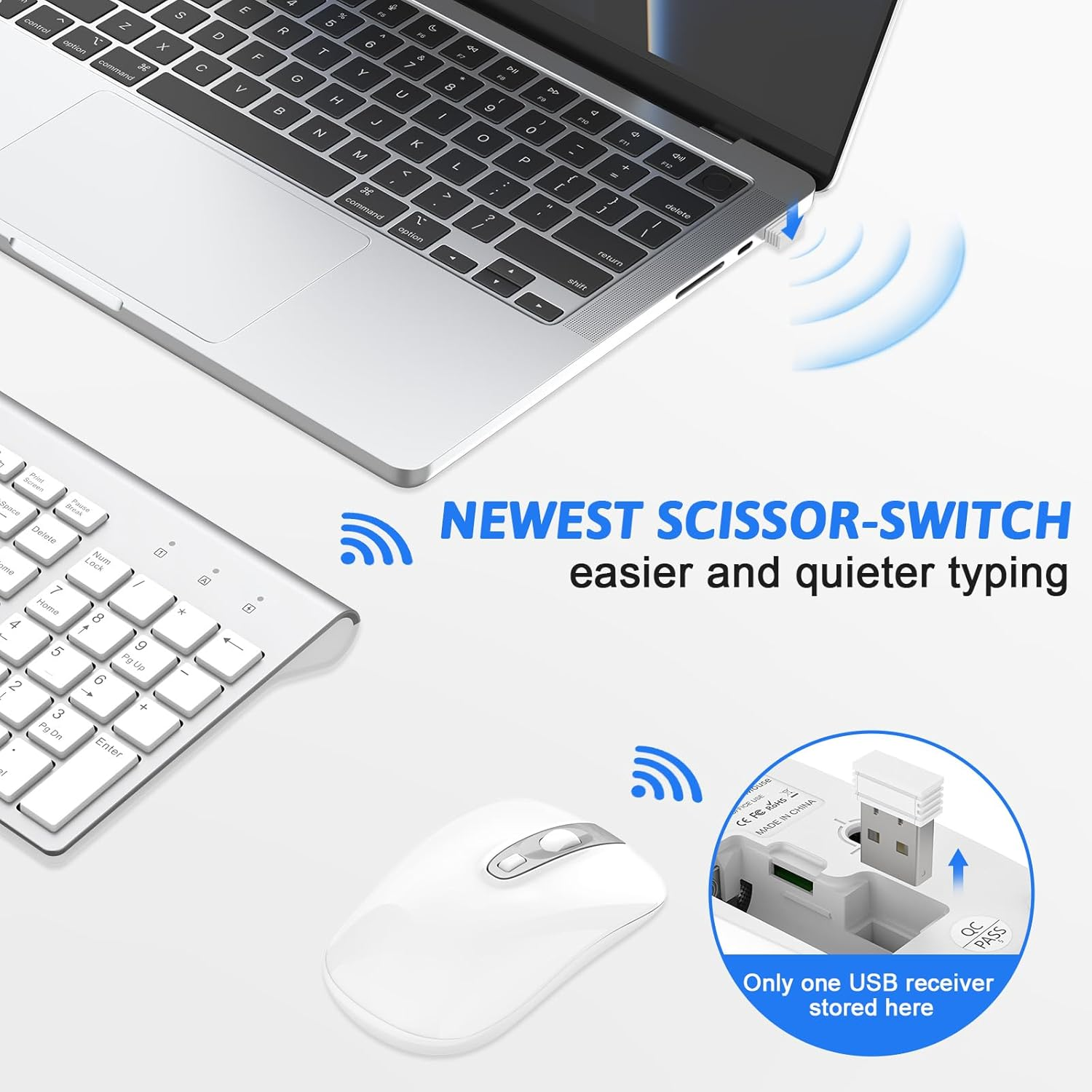 Wireless Keyboard Mouse Combo, Cimetech Compact Full Size Wireless Keyboard and Mouse Set 2.4G Ultra-Thin Sleek Design for Windows, Computer, Desktop, PC, Notebook image number 2