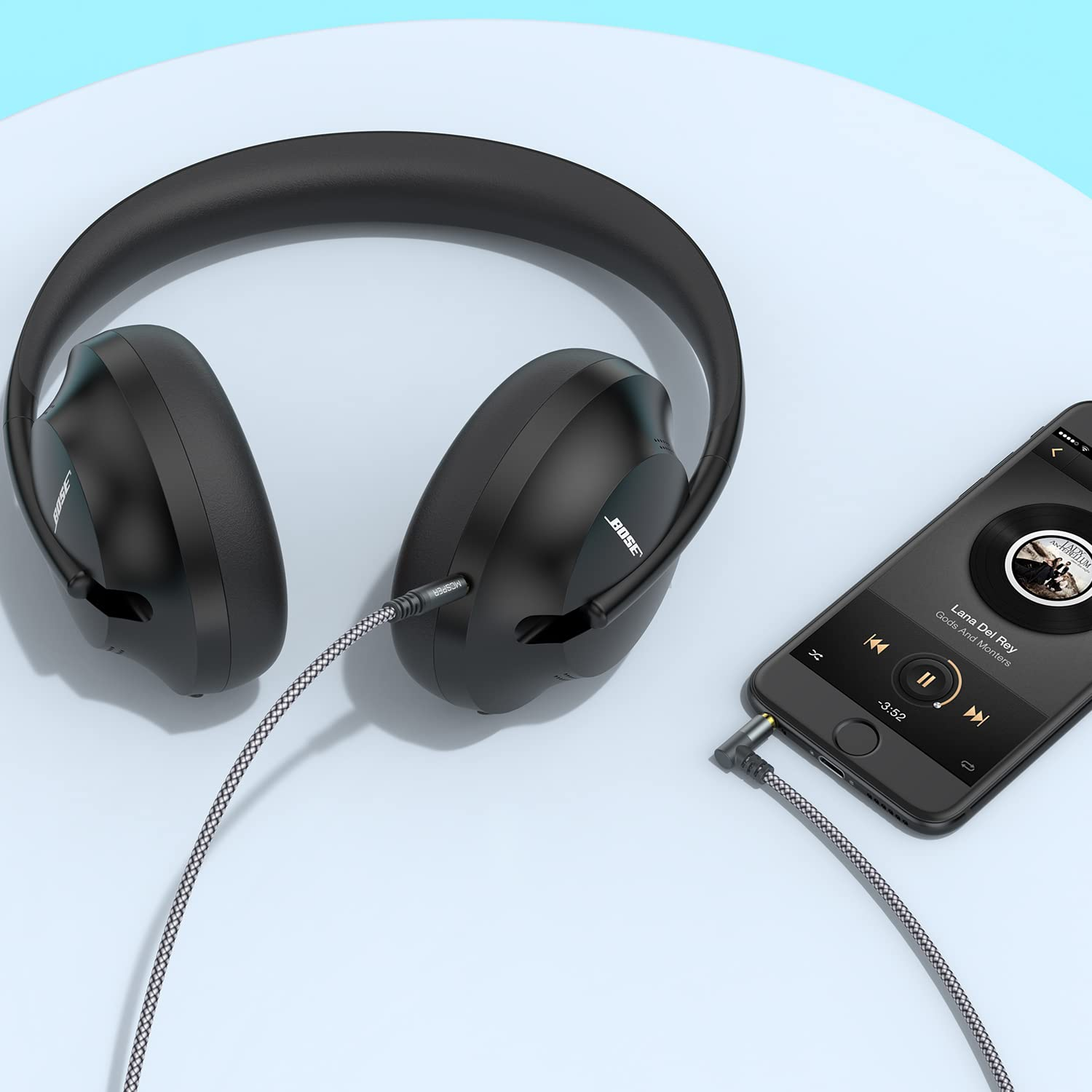 3.5Mm to 2.5Mm Aux Audio Cable (6.6FT), 90 Degree Right Cord Compatible with Bose 700 Quietcomfort QC45 QC35II QC35 QC25 Noise Cancelling Headphones, JBL E45BT E55BT E65BTNC Bluetooth Earphone(Grey) image number 3