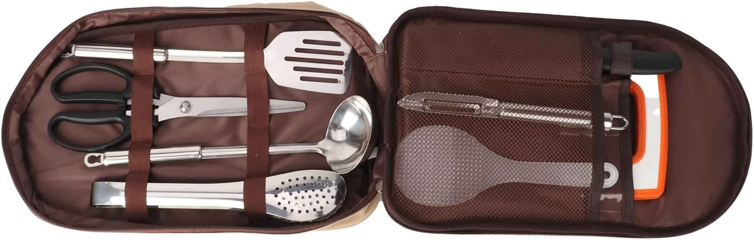 Lehom Camping Kitchen Utensil Set,Camp Cookware Utensils Organizer Travel Kit,8 Piece Camping Kitchen, RV Cookware Kit, Travel Grill Set,Portable Camp Kitchen Utensil Set