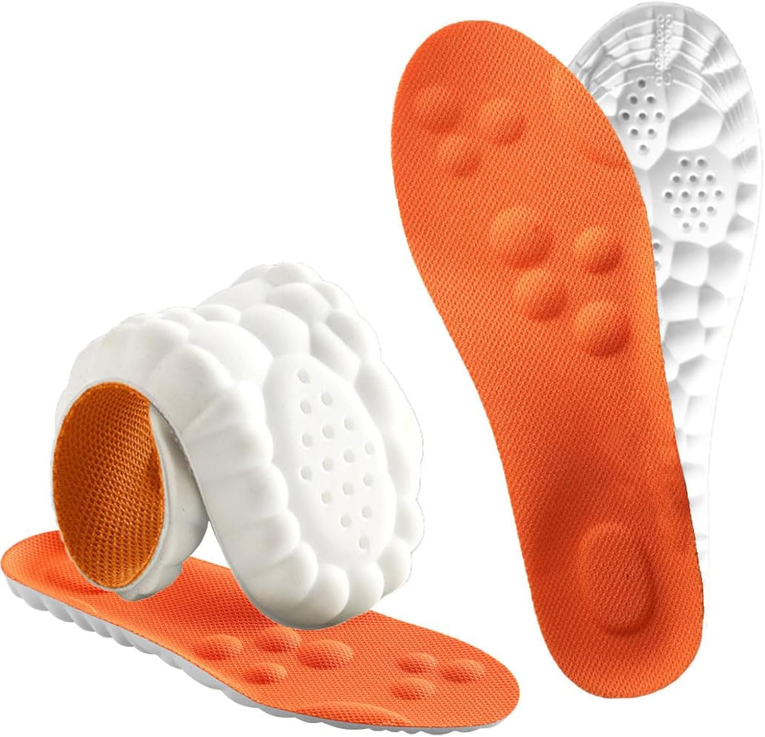 Steppers Insoles &ndash; 4D Cloud Cushion Memory Foam Shoe Inserts with Arch Support &ndash; Comfort Insoles for Men & Women &ndash; All Day Walking Running Work Support, Relieve Foot Fatigue (Orange,Men 9-10.5/Women 10.5-12)
