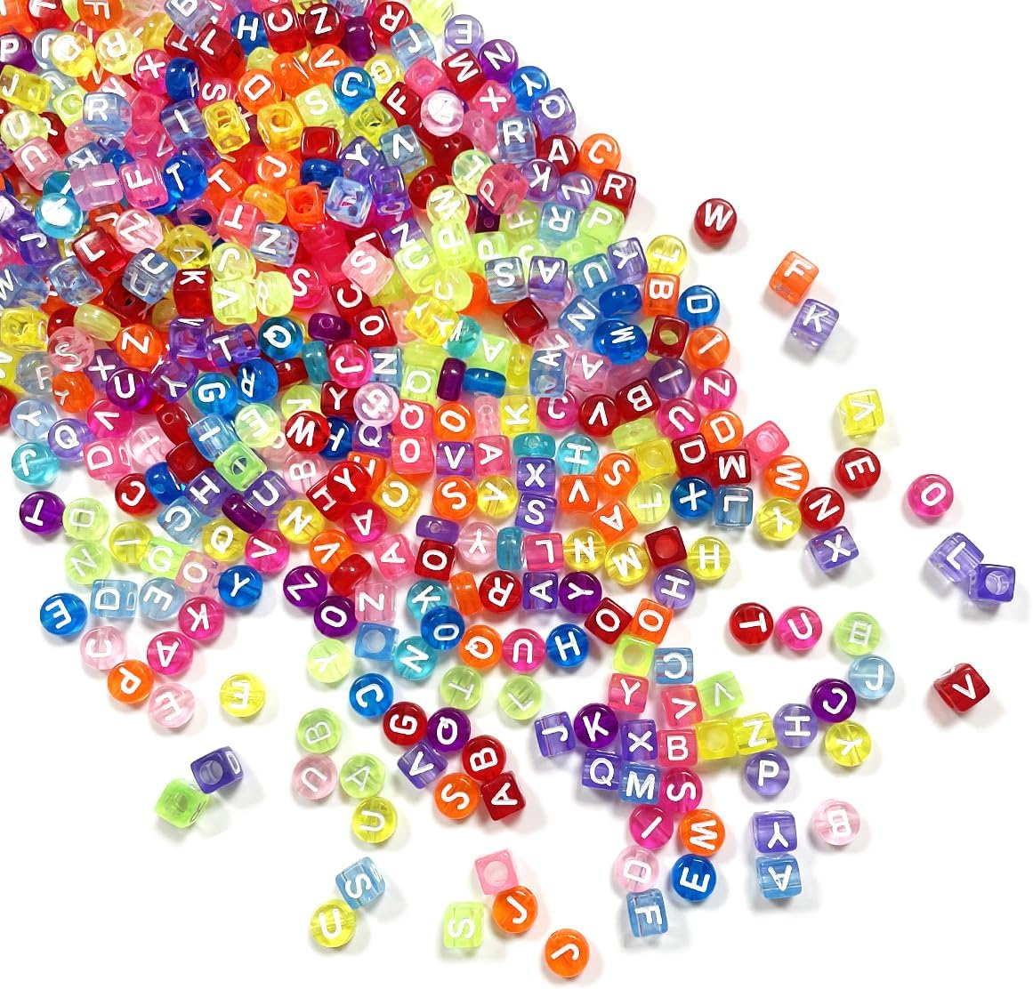 BEZANU Letter Beads, 500 PCS Cube and Flat round Alphabet Acrylic Beads for Necklaces, Bracelets, Jewelry Making (Candy Color) image number 5