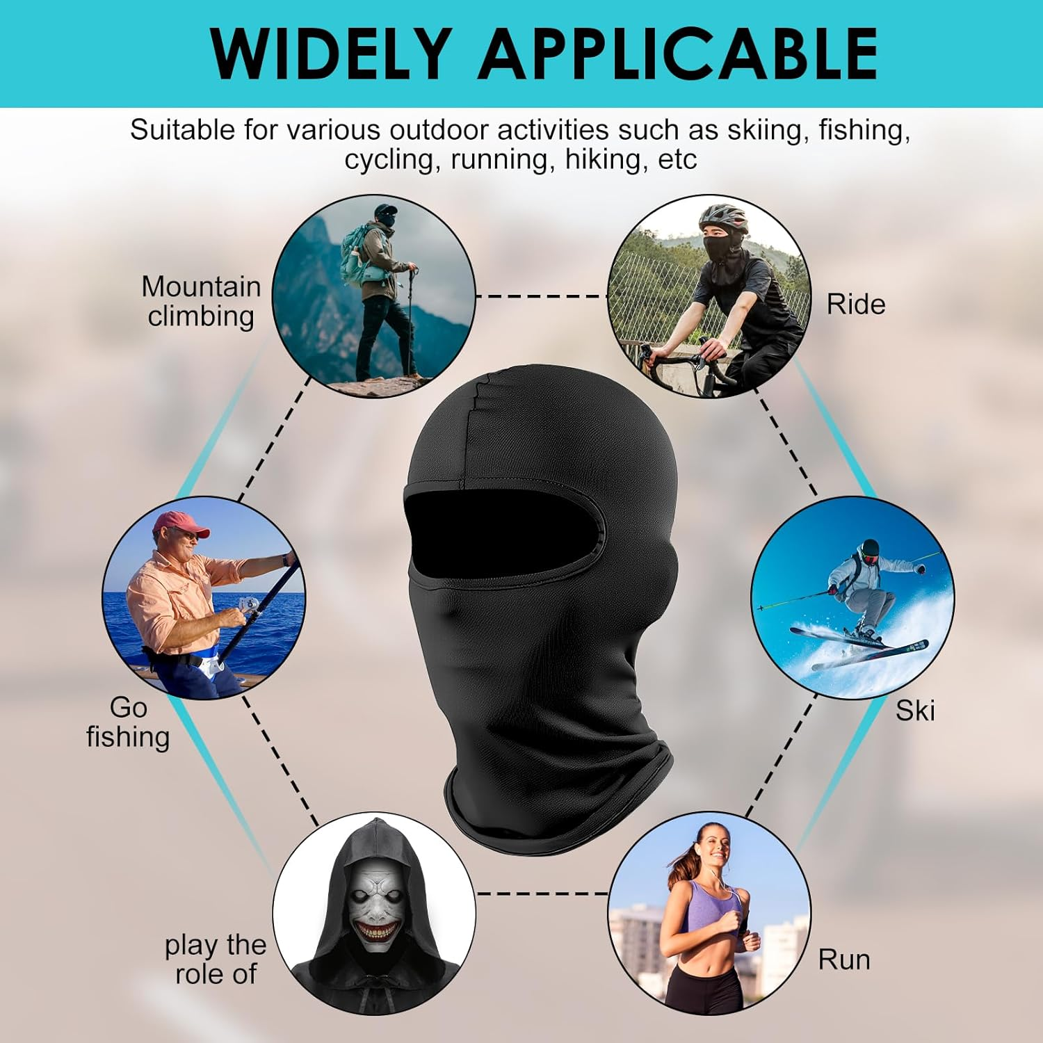 Balaclava Shiesty Ski Mask, Windproof Cold-Resistant Breathable Quick-Drying Sun-Protection Black Face Masks, Skiing Snowboarding Motorcycle Cycling for Summer Winter Other Seasons for Men and Women