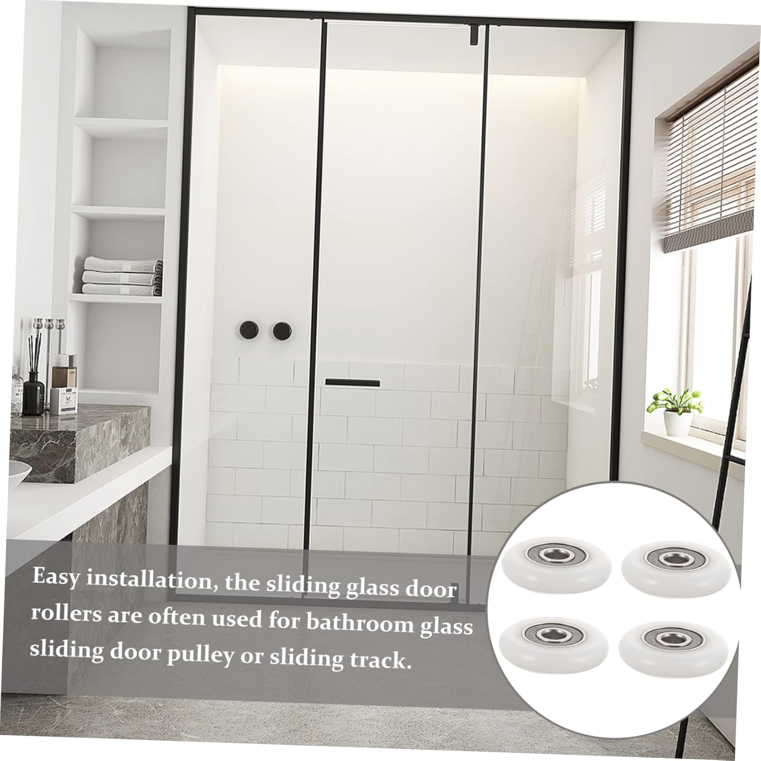 DOITOOL 16Pcs Bathroom Door Rollers for Glass Sliding Door Replacement Shower Runner Pulleys Small Sliding Wheels for Shower image number 2