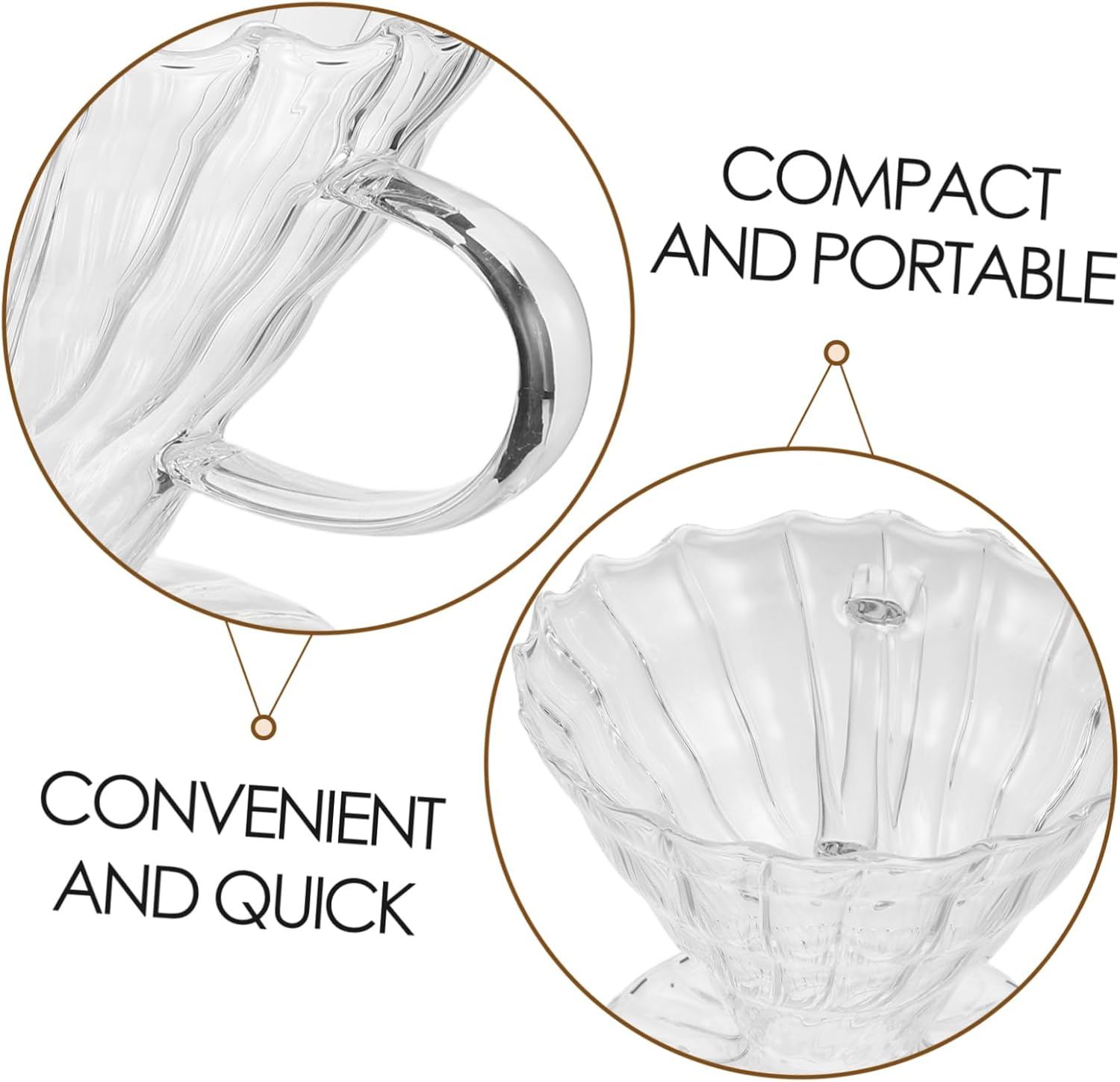 SECFOU Dripper Funnel Glass Filter Cup Portable Reusable Funnel for Espresso Machines Tea and Camping image number 2