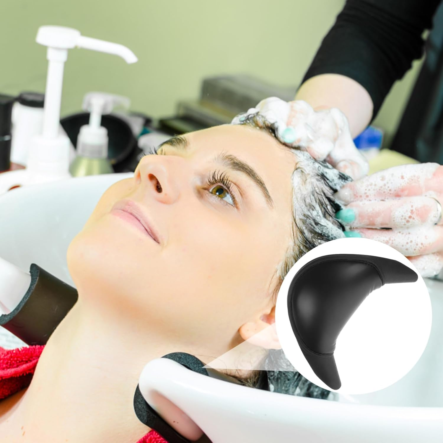 MUSISALY Shampoo Bowl Neck Rest Cushion Non-Slip U-Shaped Hair Washing Pillow Reusable Salon Neck Support Pad for Home and Spa Use