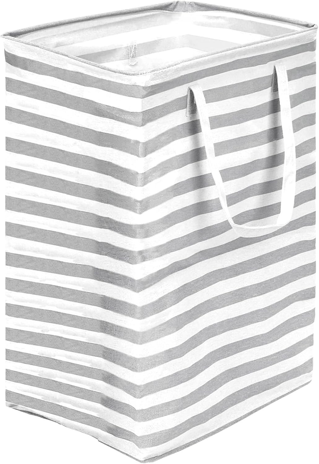 Glarks 1 Pack 75L Large Laundry Basket, Waterproof Laundry Hamper with Long Reinforced Handles, Collapsible Freestanding Clothes Hamper for Bedroom, Bathroom, Dorm(Pink Stripe)