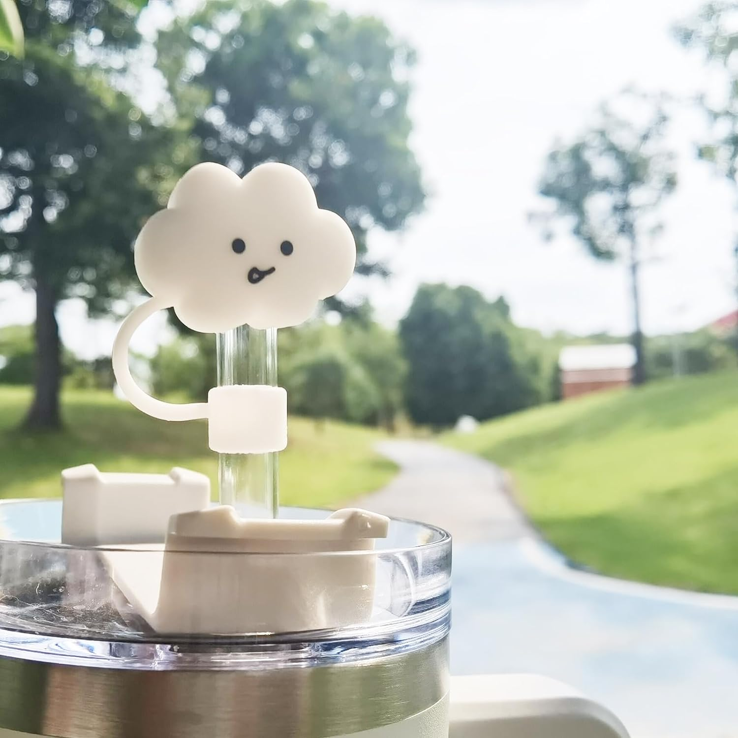 Straw Cover Compatible with Stanley 30&40 Oz Tumbler,4Pcs Large Cloud Straw Covers Cap for Stanley Cup Accessories,Food-Grade Silicone Protector Topper for 10Mm Straws (4Pc Cloud Straw Cover) image number 2