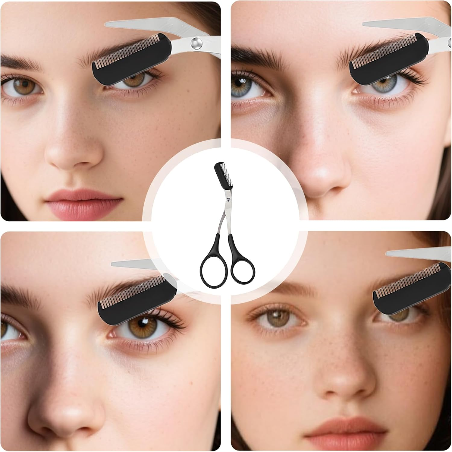 Pack of 2 Eyebrow Scissors, Eyebrow Scissors for Women, Professional Eyebrow Scissors, Eyebrow Trimmer, Eyebrow Scissors with Comb, Precision Trimmer for Men and Women image number 4
