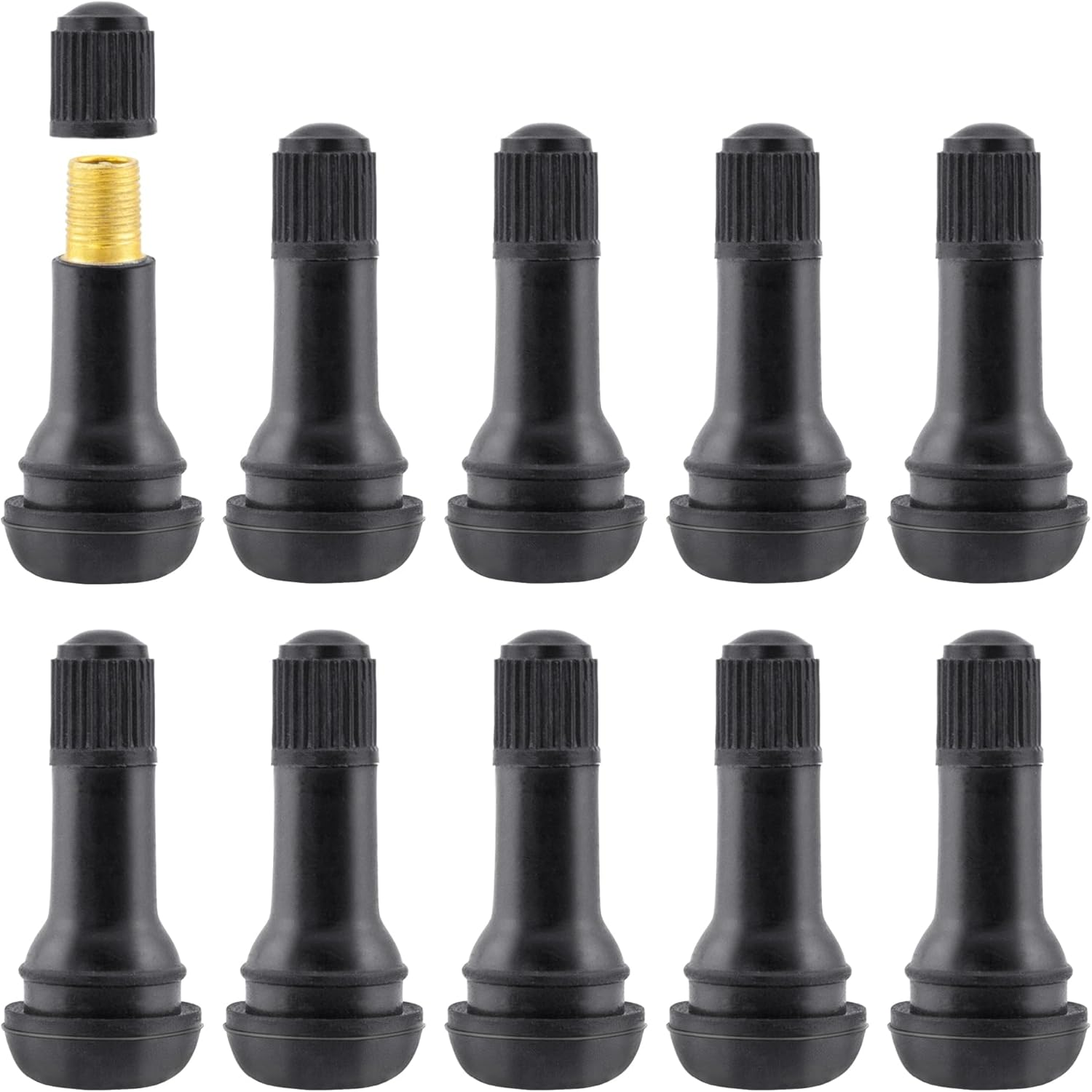 10 PCS TR413 Rubber Snap-In Tire Valve Stems Sturdy Replacement Tyre Valves Stems for 0.453" Tubeless Rim Holes on Cars, Go-Karts, Trucks, Lawn Mowers, Trailers image number 6