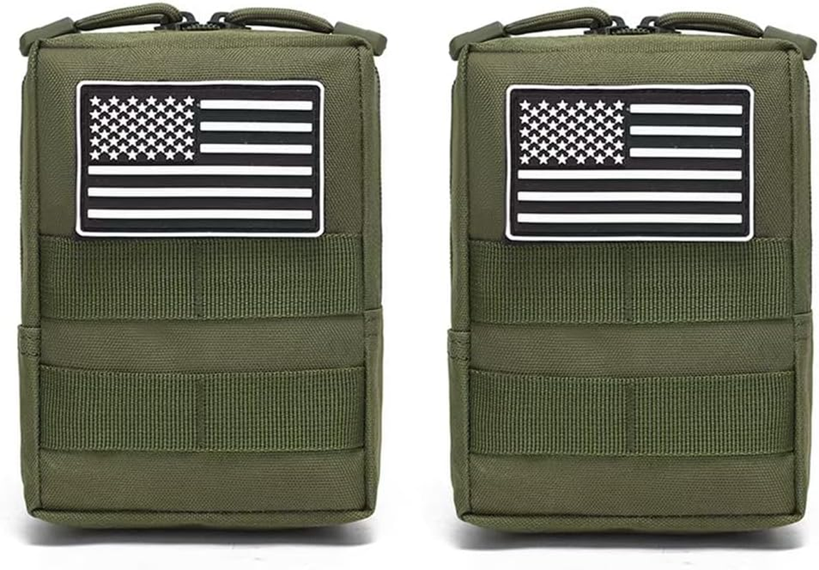 2 Pack Molle Pouches-Vest Pouch Cell Phone Holster Belt Pouch Waist Bag Pack EDC Molle Accessories Bag Small Utility Pouch with Flag Patch Tactical Compact Water-Resistant EDC Pouch