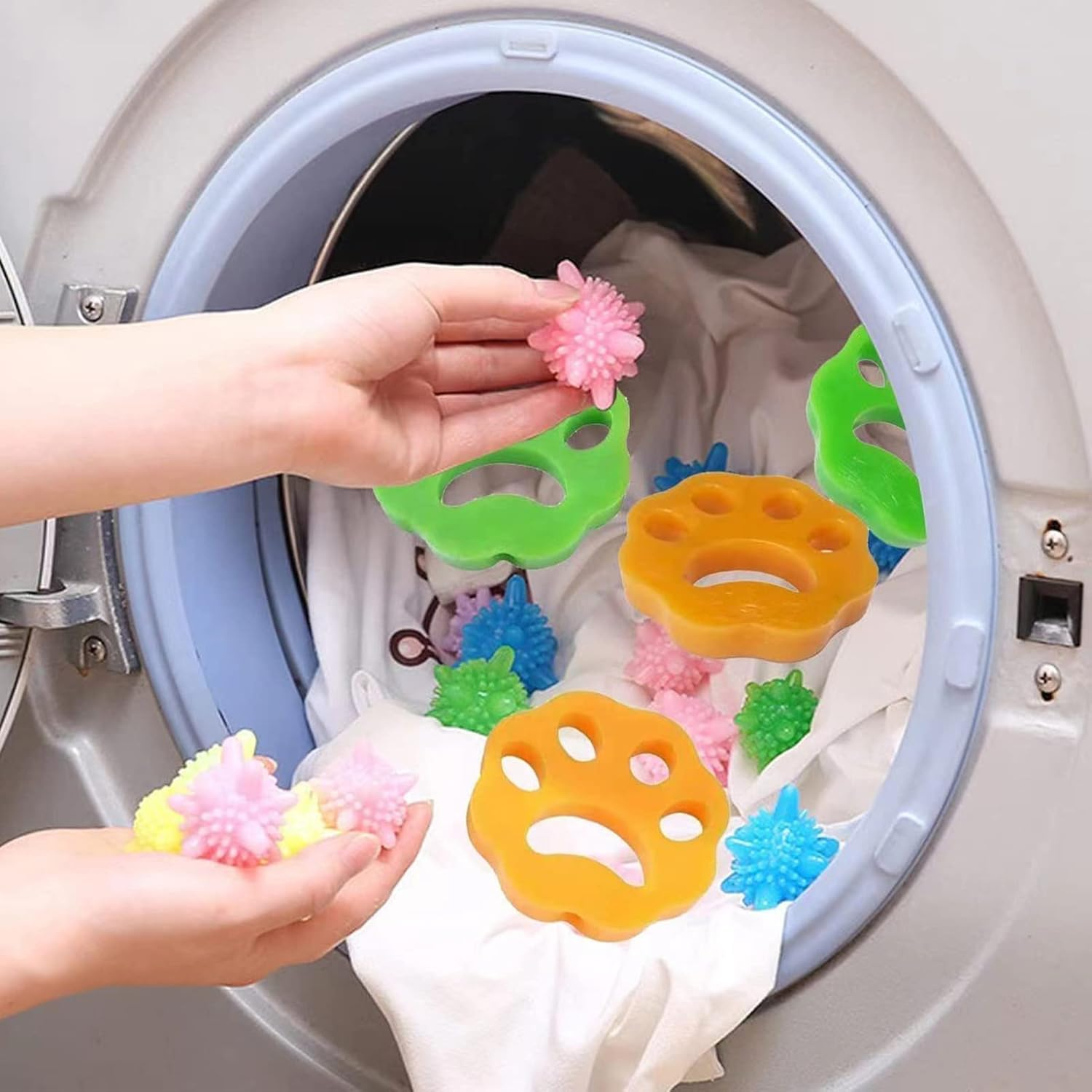 8PCS Washing Machine Lint Catcher, Silica Gel Material, for Removing Pet Hair, Remove Hair from Clothing, Adsorb Hair, Dust, Paper