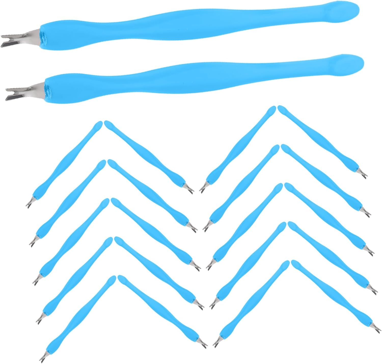 SOESFOUFU 24Pcs Stainless Steel Cuticle Remover Fork with Ergonomic Grip for Nail Skin Care Dead Skin Trimmer Tool for Manicure and Pedicure Gentle and Professional Nail Grooming