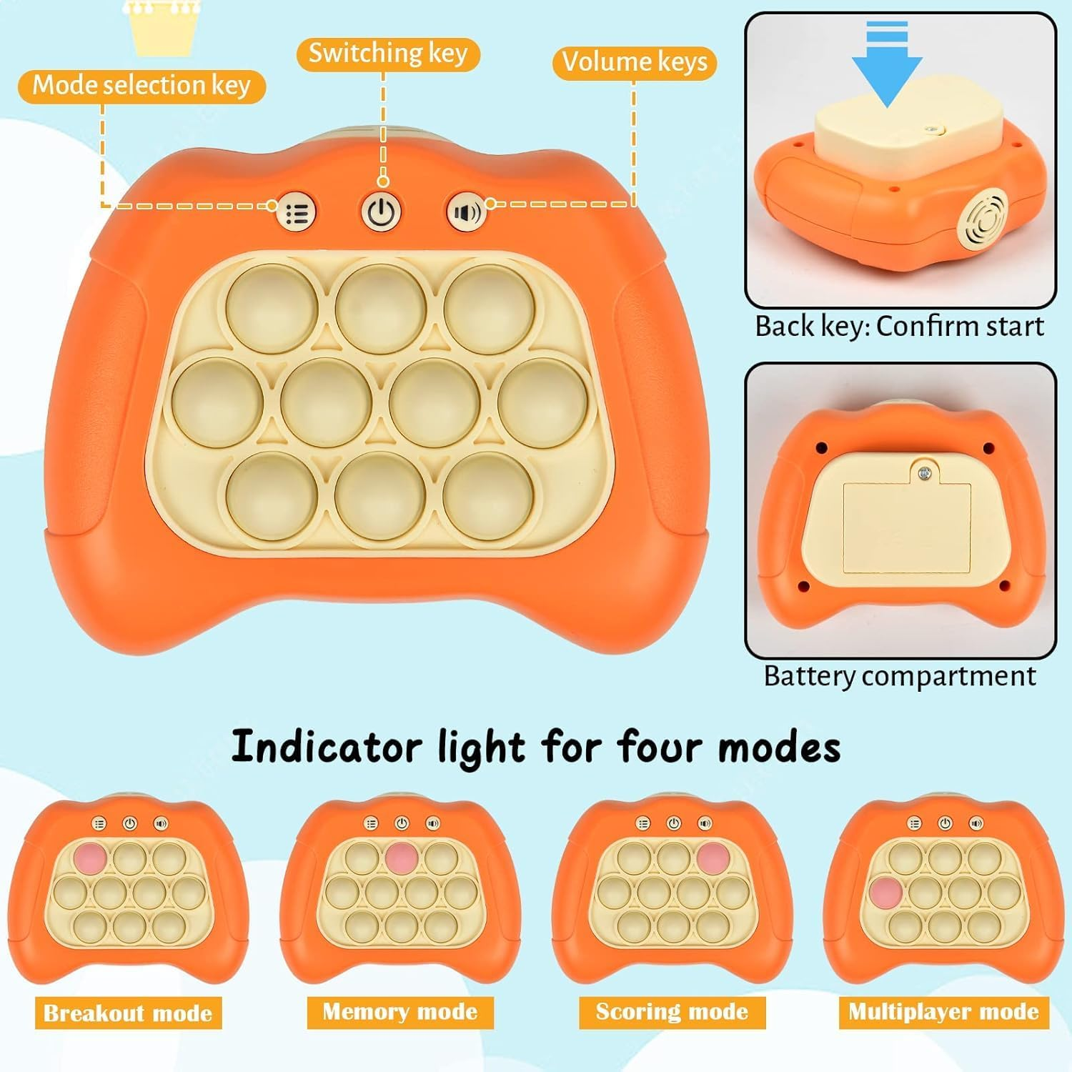 Quick Push Pop Game Console, Pop It Game, Pop It, Pop It Game Console, Light up Pop It Game, Stress Toys Pop It, Electronic Pop It image number 1