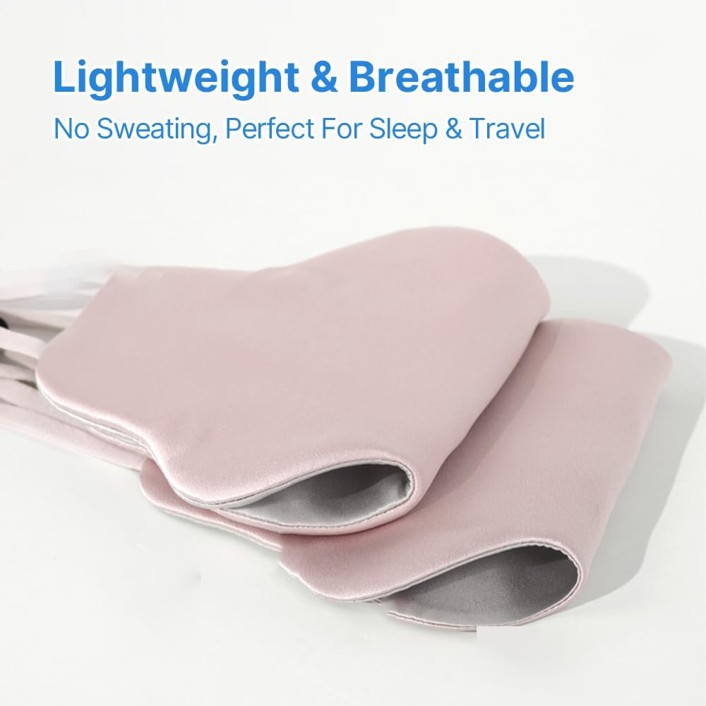 100% Pure Mulberry Silk Sleep Mask for Women, 22 Momme Soft & Breathable Double-Sided Silk Eye Mask, Adjustable Strap, W-Shaped Ergonomic Design for Complete Blackout, Travel & Sleep Aid (Blue) image number 5