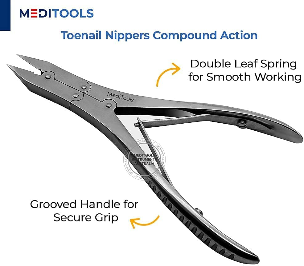 TOETECH&reg; Toenail Nippers, Clippers, Compound Action, Heavy Duty Toenail Cutter for Thick Nails, Pedicure, Manicure, Podiatrist, Straight Cut, Ingrown Nails Cutter, Stainless Steel, Premium Quality image number 1