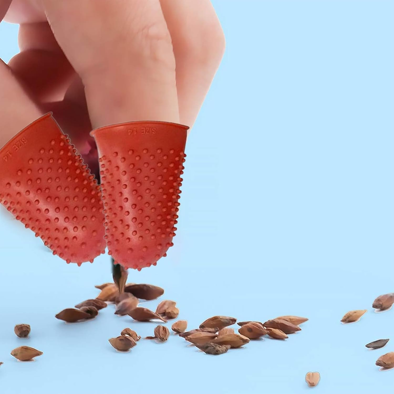 5 Pieces Silicone Finger Gloves,Non-Slip Heat Insulation High Temperature Resistant with Particles Finger Protector,Cut Resistant Finger Cots,For Money Counting Collating Writing Sorting Task image number 5