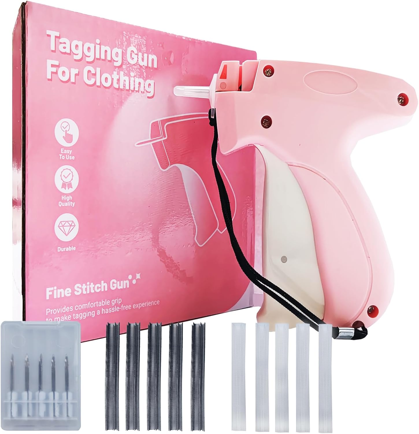 MEIYUETAOSI Micro Stitch Gun for Instant Fabric Repair, Handheld Clothing Fixer with 6 Needles & 2000 Fasteners (Black/White), Portable Mini Sewing Gun for Emergency Repairs, Tags, Hemming image number 6