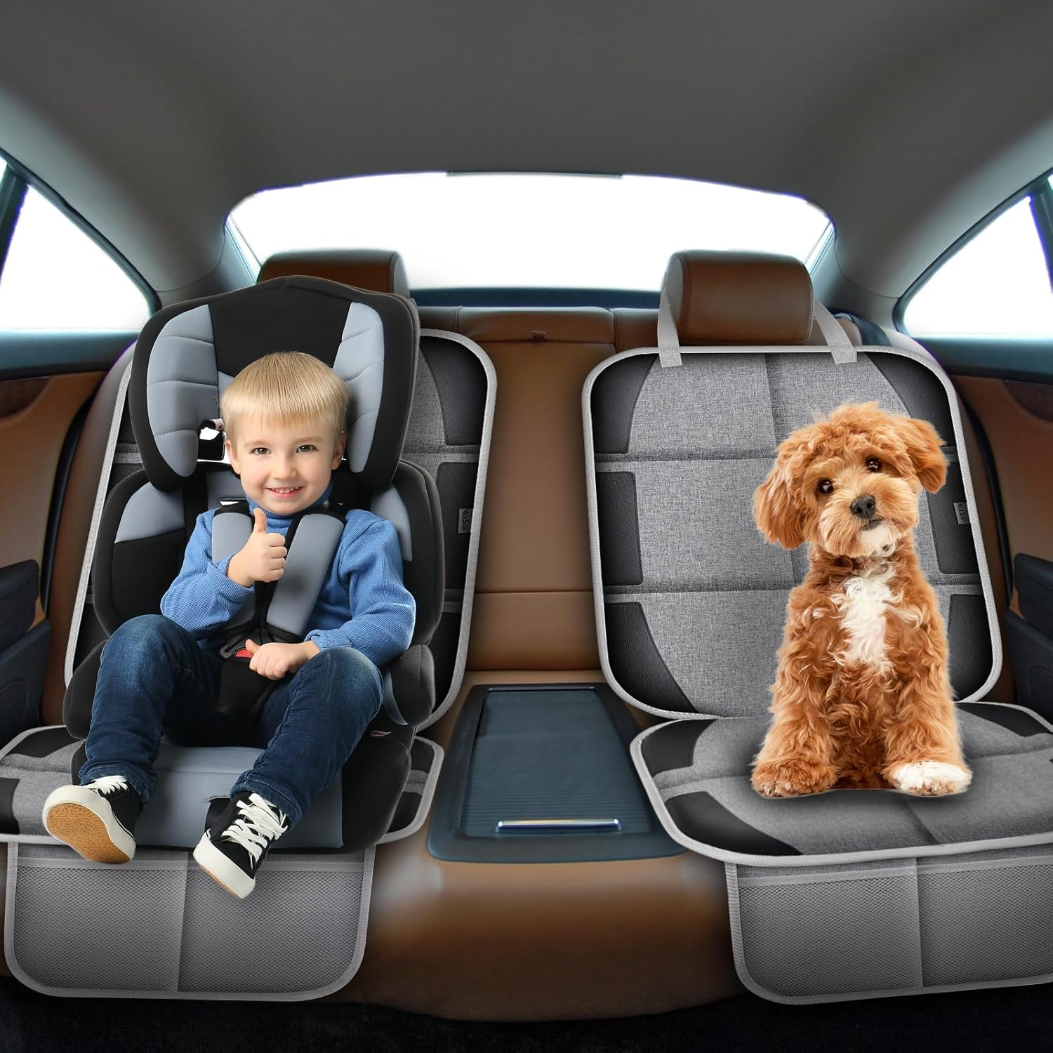 Meolsaek Car Seat Protector, Non-Slip Padded Backing Will Not Leave Imprint, Thickest Carseat Seat Protector for Child Car Seat 2 Pack for SUV, Sedan, Truck, Leather Car Seat (Black) image number 5
