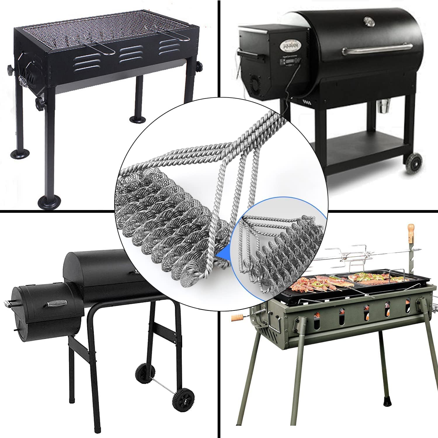 2 Pack BBQ Grill Brush, 18 Inch BBQ Accessories, BBQ Cleaning Brush Safe Bristle Free BBQ Brush,100% Rust-Proof Stainless Steel- BBQ Grill Cleaner for Gas, Charcoal, Smoker, Porcelain, Infrared Grill image number 1