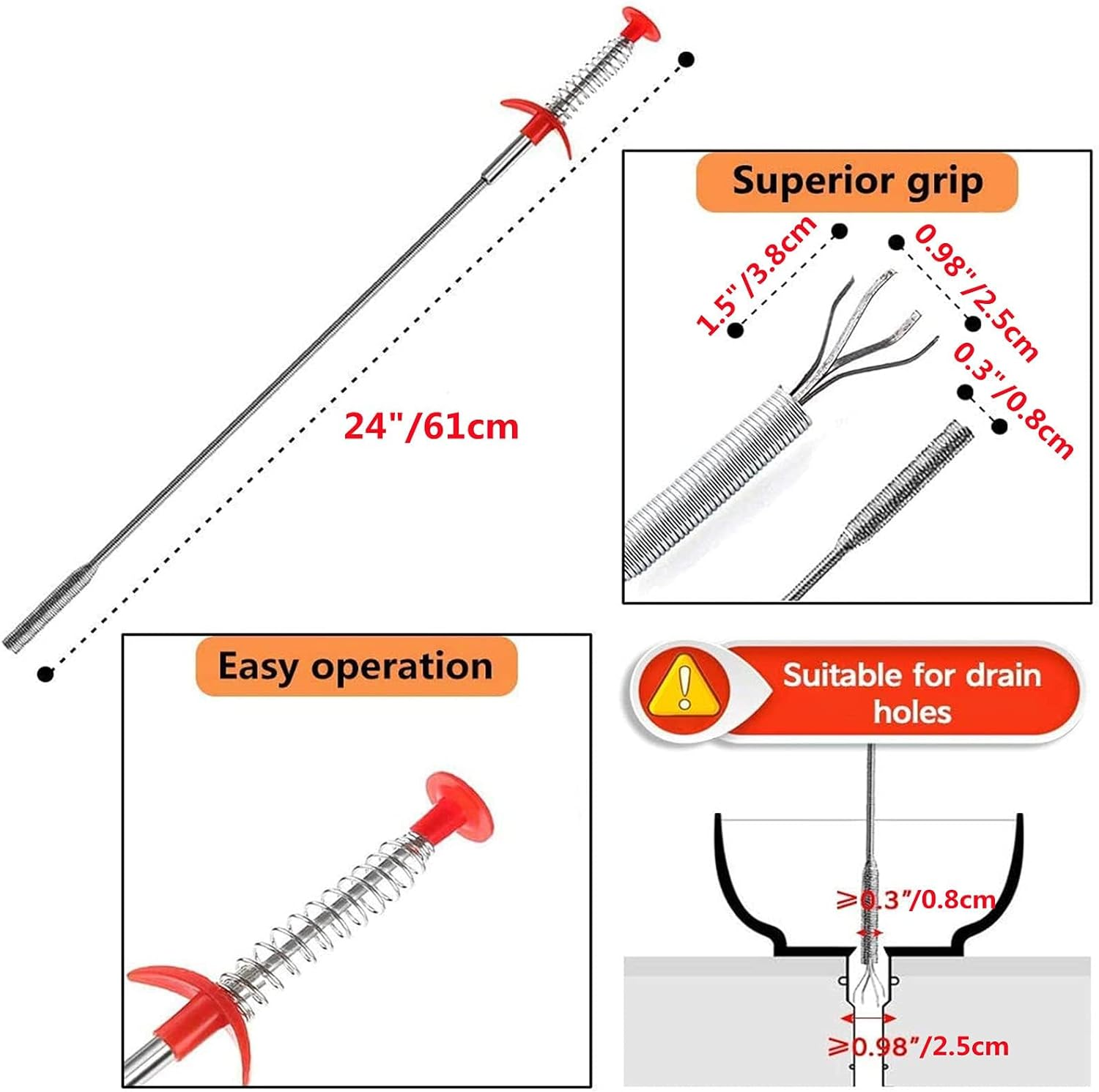 Forlivese Drain Snake,6 Pack Shower Drain Unblocker,Multifunctional Sink Unblocker Tool 6 in 1,Reusable Drain Unblocker Hair for Sewer, Bathroom Drainage,Kitchen Sinks