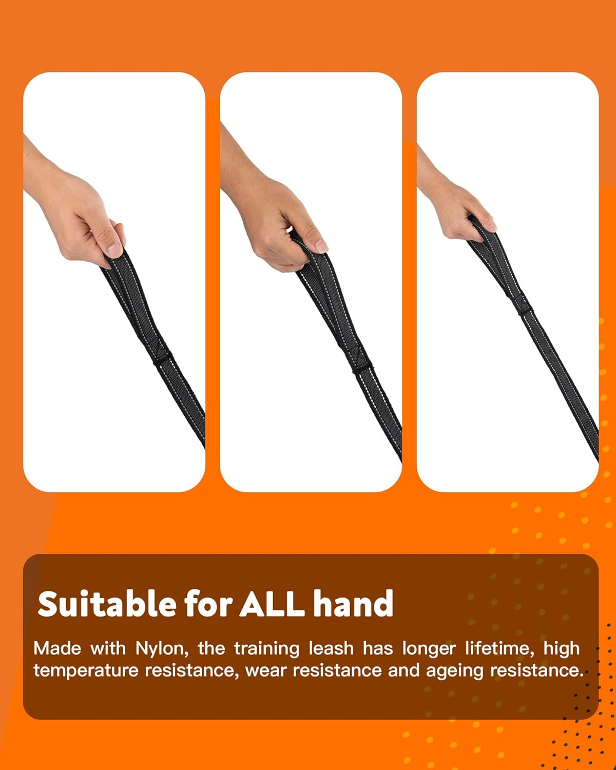 Toozey Recall Lead for Dogs 5 M Rubberised Dog Lead, Dog Accessories for Small to Large Dogs with Hand Loop and Storage Bag - Black (Width 2.5 Cm) image number 4