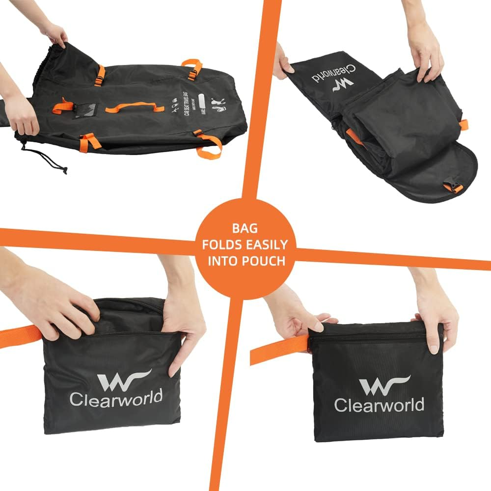 Clearworld Car Seat Travel Bag for Air Travel, Durable Gate Check Bag for Airport,Foldable Baby Stroller Travel Carry Bag, Fits Car Seats, Infant Carriers & Booster,Universal Size - Black image number 5